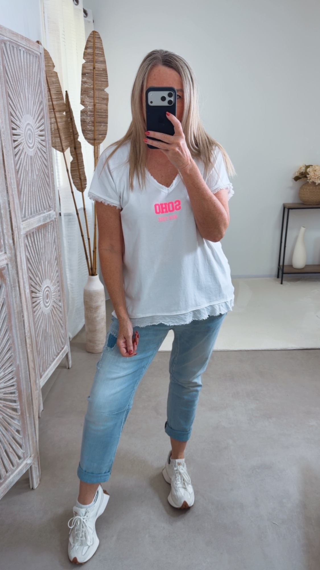 Basic T-Shirt „Marie Soho New York“ – Made in Italy 🌸 Größe 34 bis 42