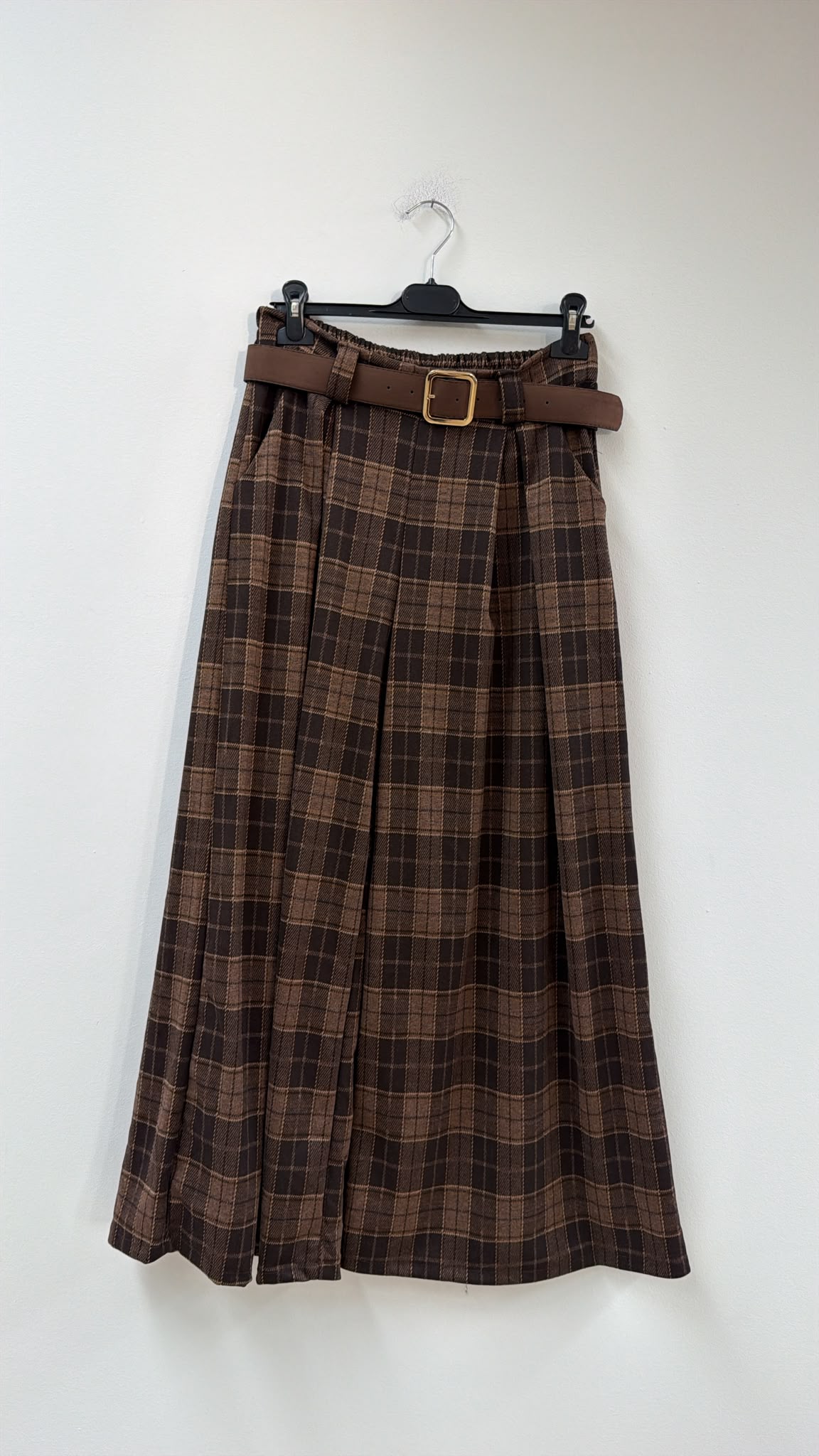 Flanell-Karohose mit Gürtel I H0143 I 34-42 I Made in Italy