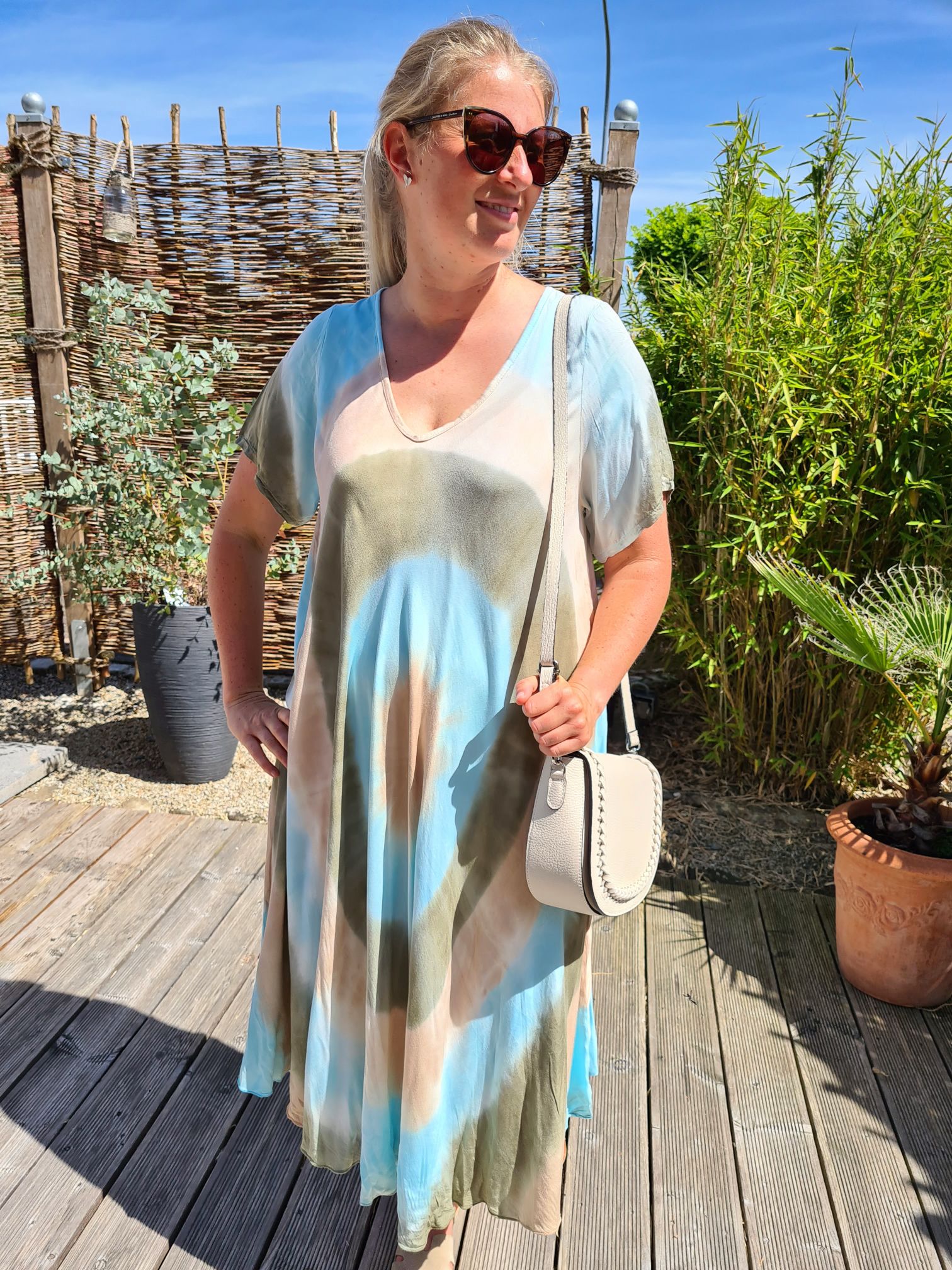 MAXI BATIK DRESS ANDREA TÜRKIS BRAUN 34-42 Made in Italy Kleid Oversize Strandkleid CIRCLE MAXI BATIK DRESS ANDREA TÜRKIS BRAUN 34-42 Made in Italy Kleid Oversize Strandkleid CIRCLE
