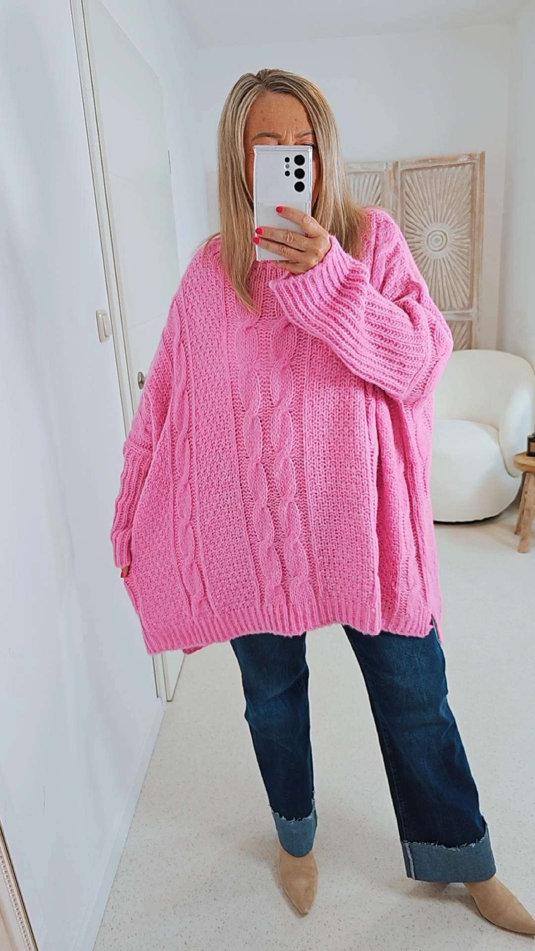 STRICKPULLOVER ZOPFMUSTER TARA Oversize Pullover Made in Italy 36 - 48/50 STRICKPULLOVER ZOPFMUSTER TARA Oversize Pullover Made in Italy 36 - 48/50