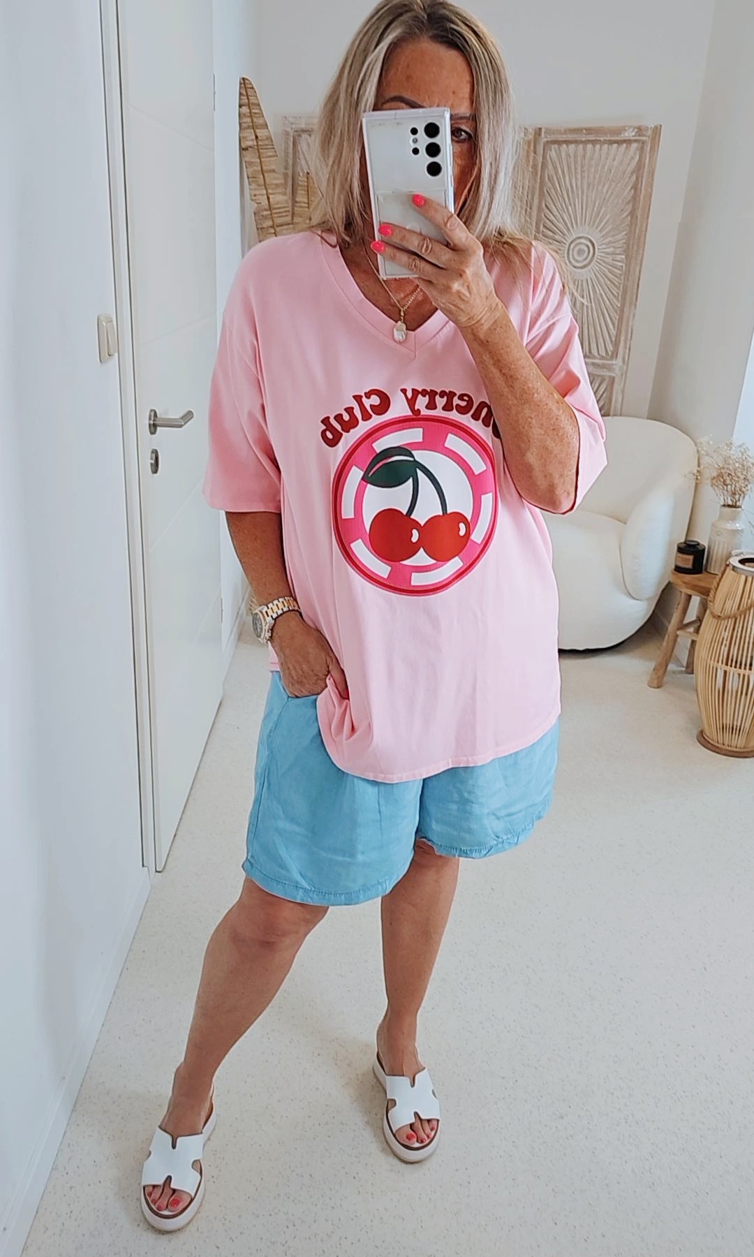STATEMENT T-SHIRT CHERRY CLUB Oversize Made in Italy 34-42/44 ACHTUNG VOM UMTAUSCH AUSGESCHLOSSEN