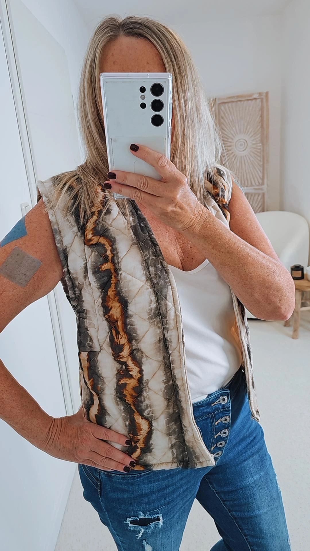 10 € KURZE STEPPWESTE ALIRA grau 34-38 Made in Italy Cardigan Weste Jacke ärmellos 
