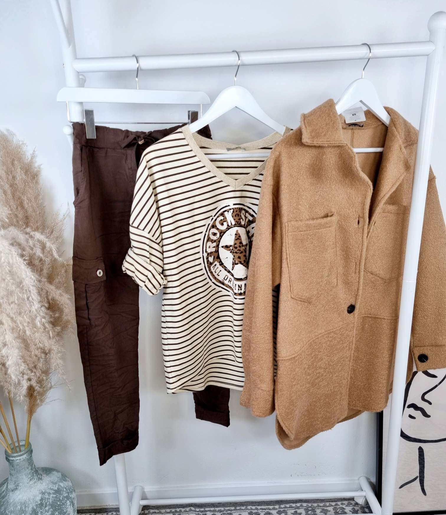 STRIPED LONGSLEEVE SHIRT LEO ROCKSTAR CAMEL 34-42 Made in Italy versch. Farben STRIPES STREIFEN STRIPED LONGSLEEVE SHIRT LEO ROCKSTAR CAMEL 34-42 Made in Italy versch. Farben STRIPES STREIFEN
