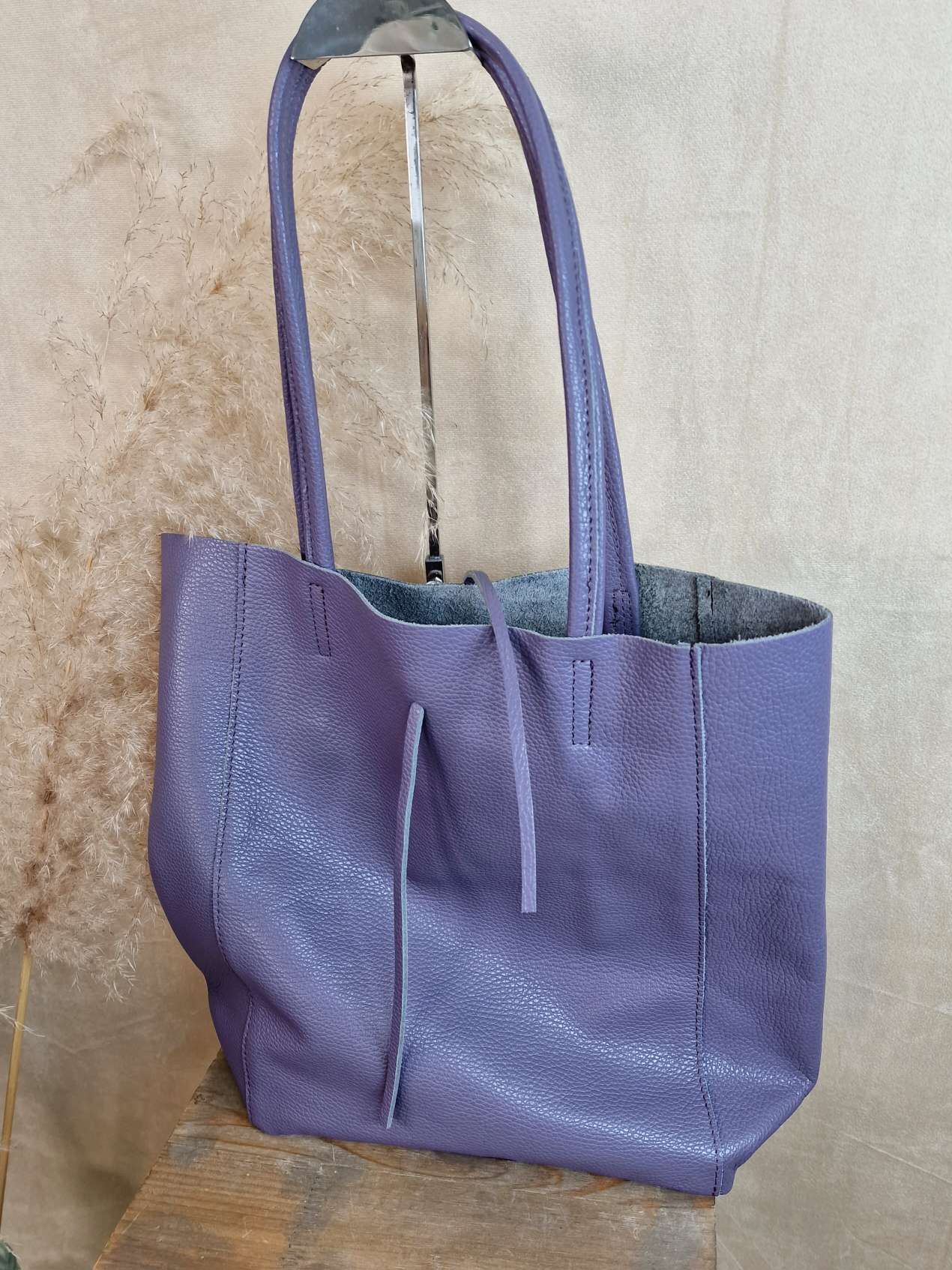 BASIC LEDER SHOPPER MARA PURPLE  Made in Italy Ledertasche Tasche 