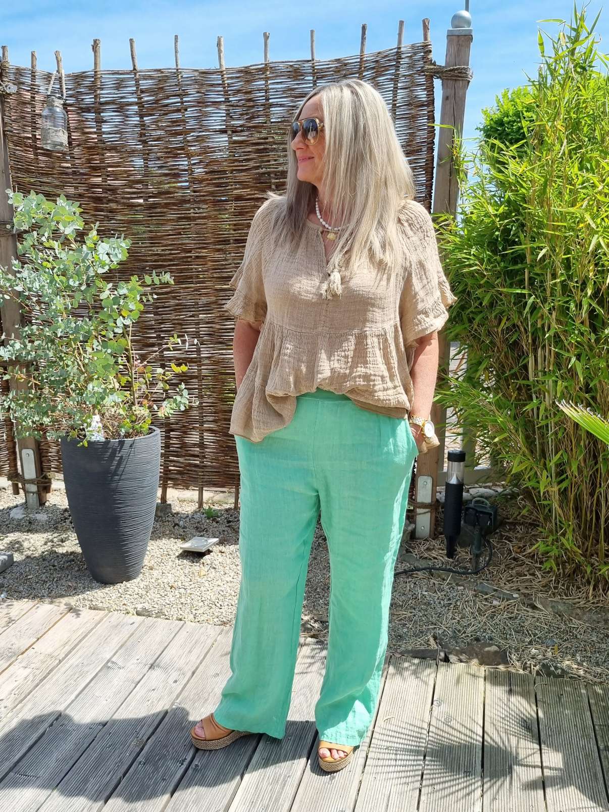 LINEN JOGPANT ALMA GRÜN 34-42 Made in Italy Leinen Hose PANT Sommerhose LINEN JOGPANT ALMA GRÜN 34-42 Made in Italy Leinen Hose PANT Sommerhose