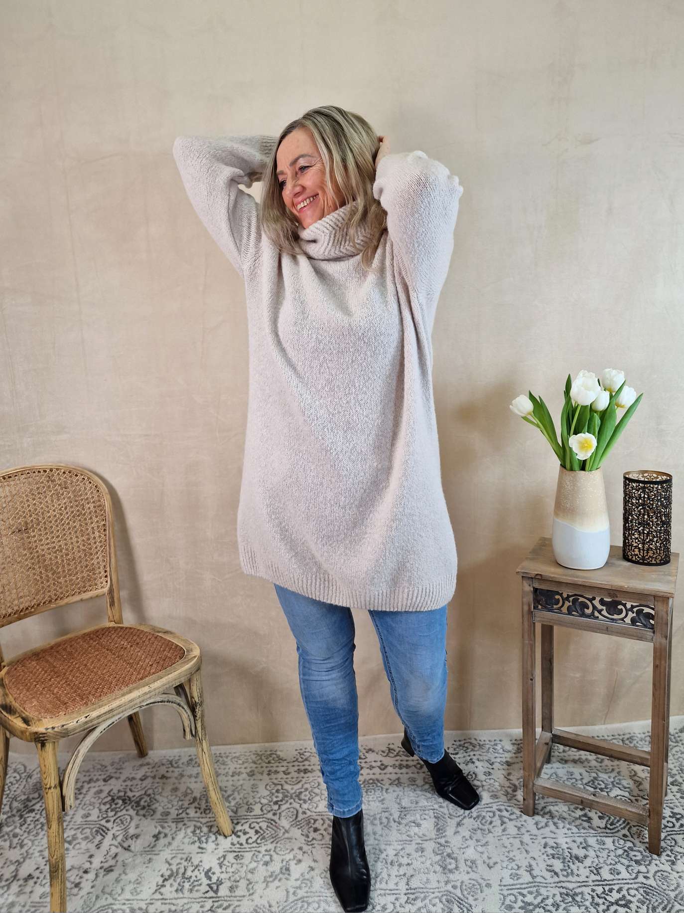 KNIT DRESS BALTIMORE SAND 34-42 Strickkleid Kleid Rollkragen Made in Italy KNIT DRESS BALTIMORE SAND 34-42 Strickkleid Kleid Rollkragen Made in Italy