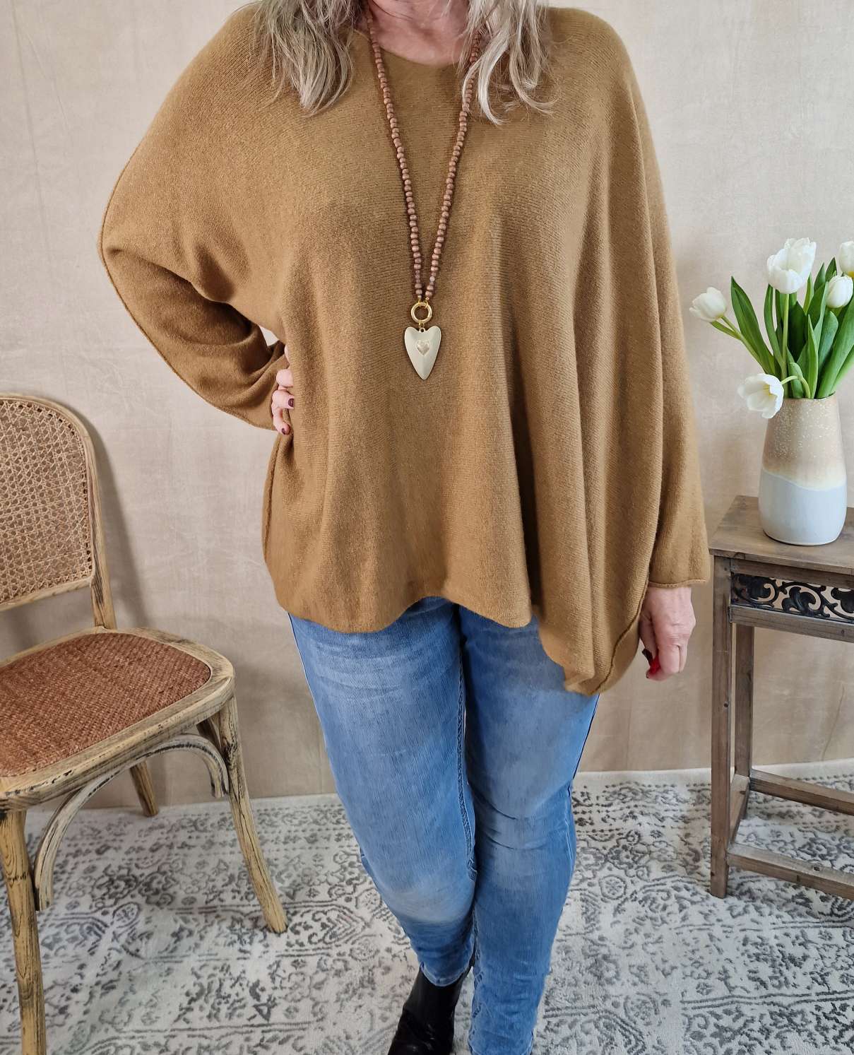 LIGHT KNIT SWEATER MARION CAMEL 34-42/44 Made in Italy Strickpullover Longsleeve LIGHT KNIT SWEATER MARION CAMEL 34-42/44 Made in Italy Strickpullover Longsleeve