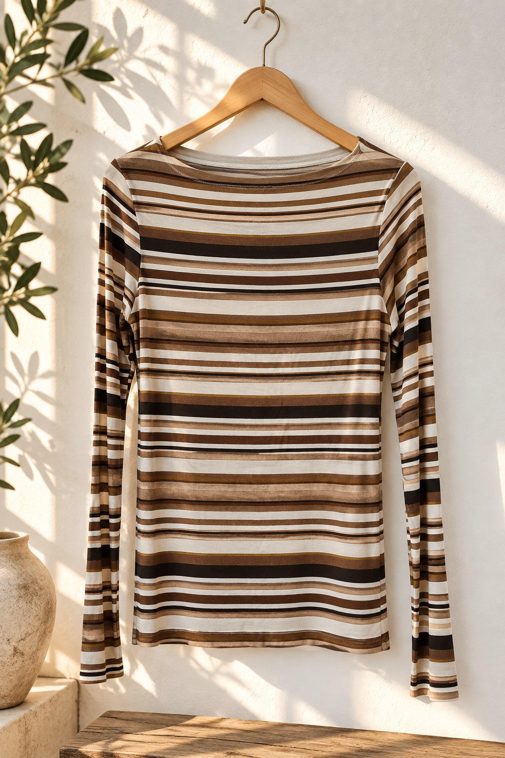 COMFY STRETCH LANGARM SHIRT STREIFEN BUNT Made in Italy 34 - 40-42 LS0112 Cashmere