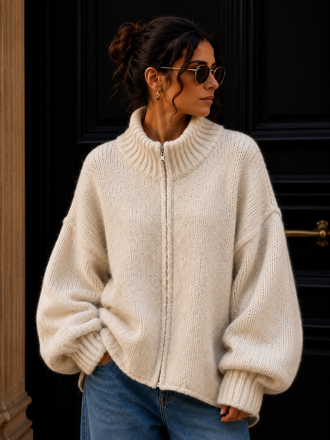 Strickjacke mit Reißverschluss I SJ0043 I Made in Italy 34-46