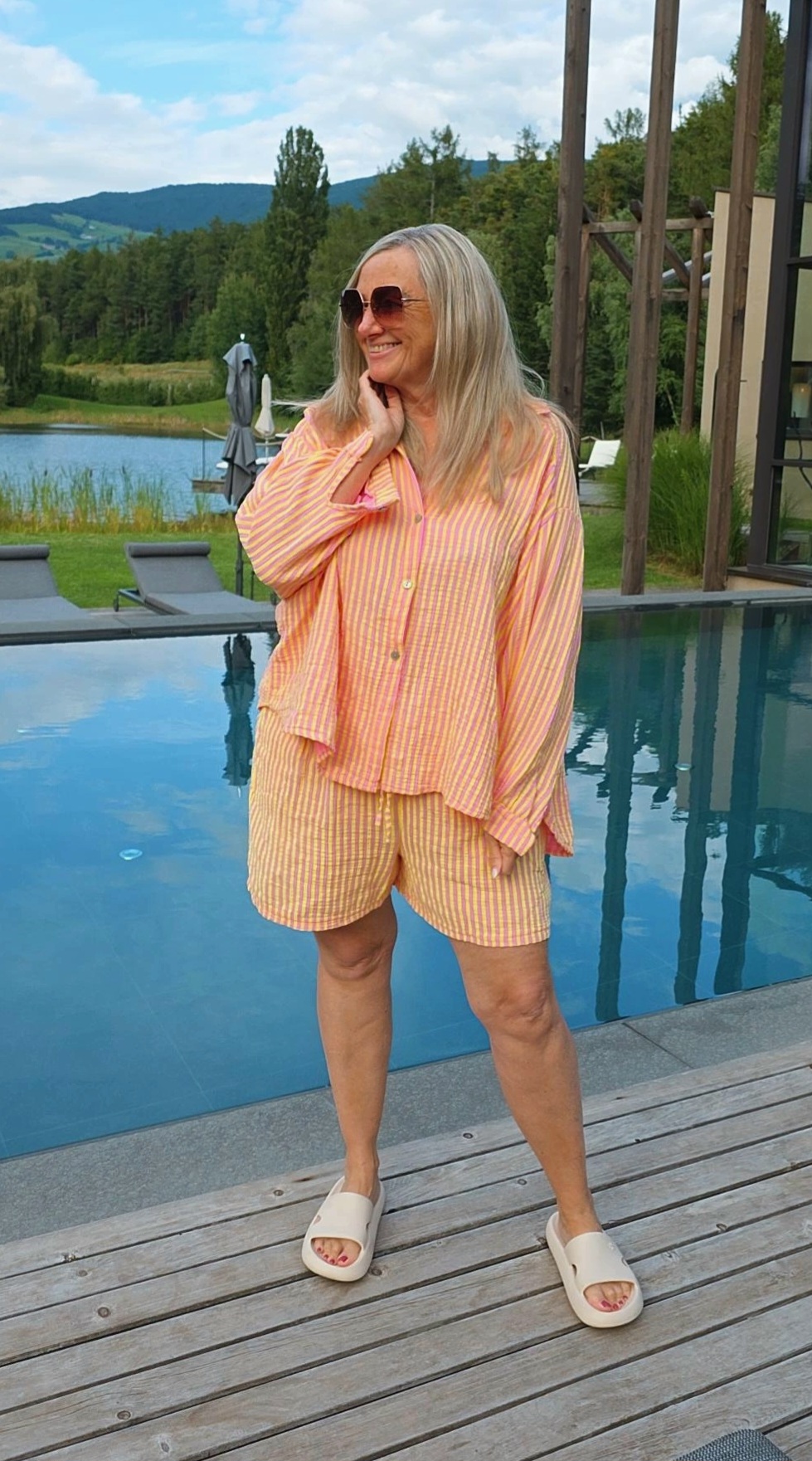 MUSSELIN BLUSE MEGAN STRIPES  KURZ Made in Italy 34-44/46 A