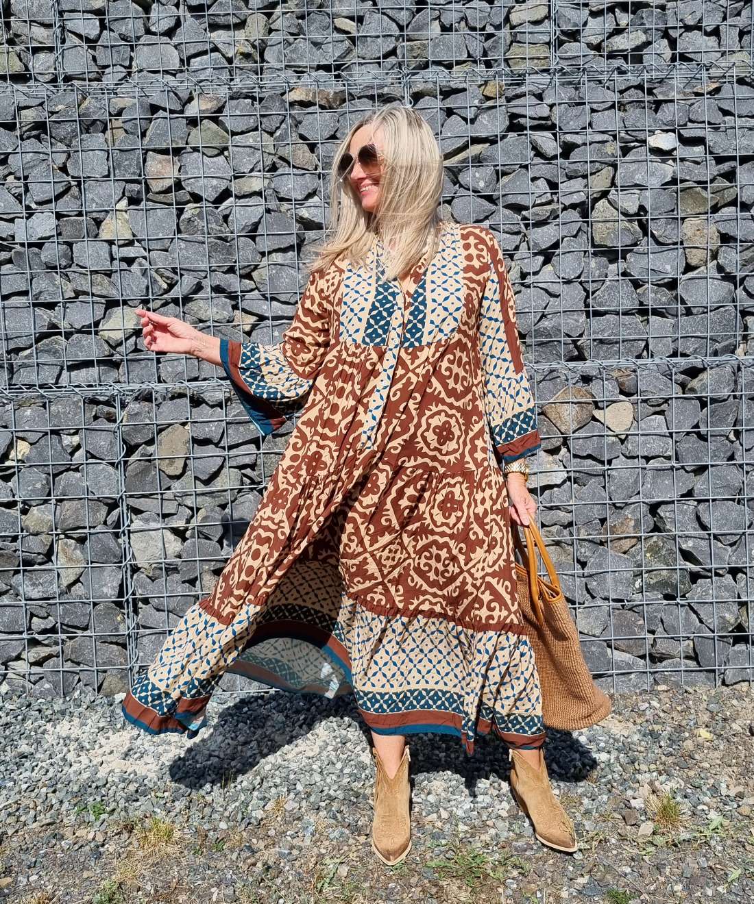 MAXI TUNIKA DRESS IRINA BRAUN 34-42 Made in Italy langes Kleid Hängerchen Tunikakleid MAXI TUNIKA DRESS IRINA BRAUN 34-42 Made in Italy langes Kleid Hängerchen Tunikakleid