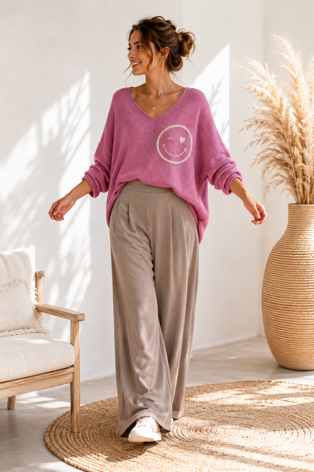 Hose Wide-Leg Butterweich mit Bundfalten I NO.0020 I Made in Italy 34-40/42
