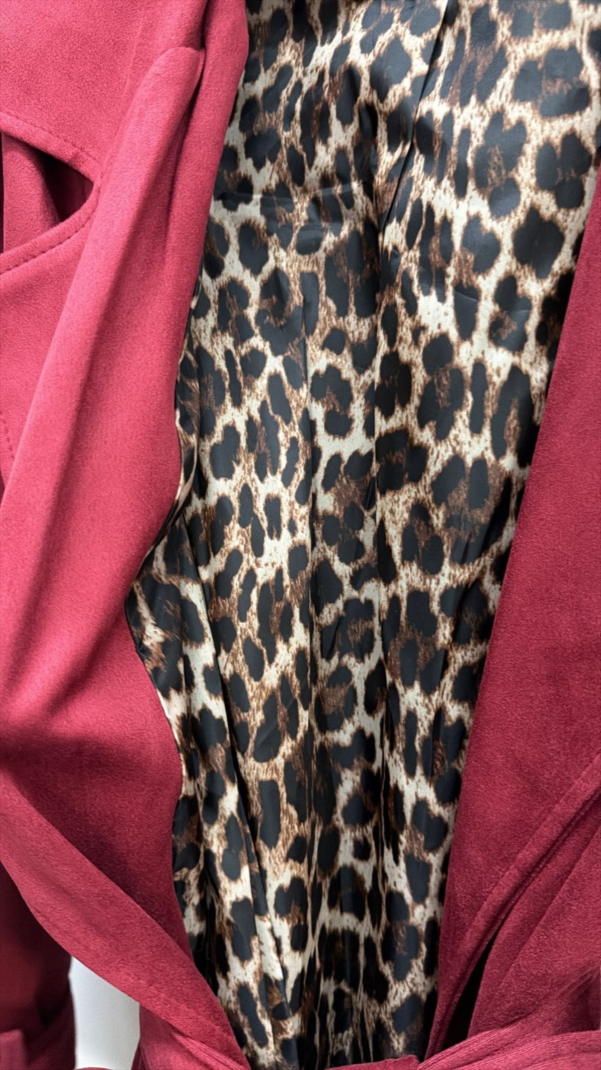 Tansania – Trenchcoat Mantel in Velourleder-Optik mit Leo-Futter | Made in Italy