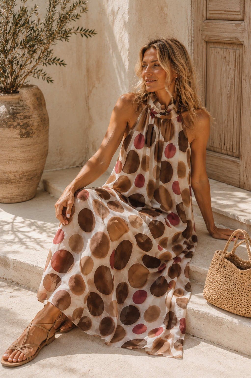 Polka Dots Kleid Zakynthos – Made in Italy | Passend bis zu einer guten Größe 42