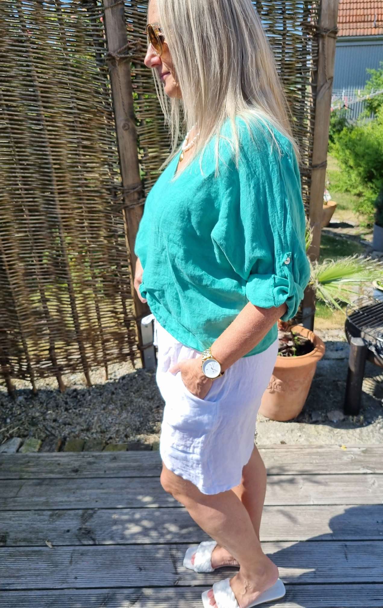 LINEN BLUSEN SHIRT CARINA GRÜN 34-40/42 Made in Italy Basic Shirt kurzarm Leinen T-Shirt Hemd LINEN BLUSEN SHIRT CARINA GRÜN 34-40/42 Made in Italy Basic Shirt kurzarm Leinen T-Shirt Hemd