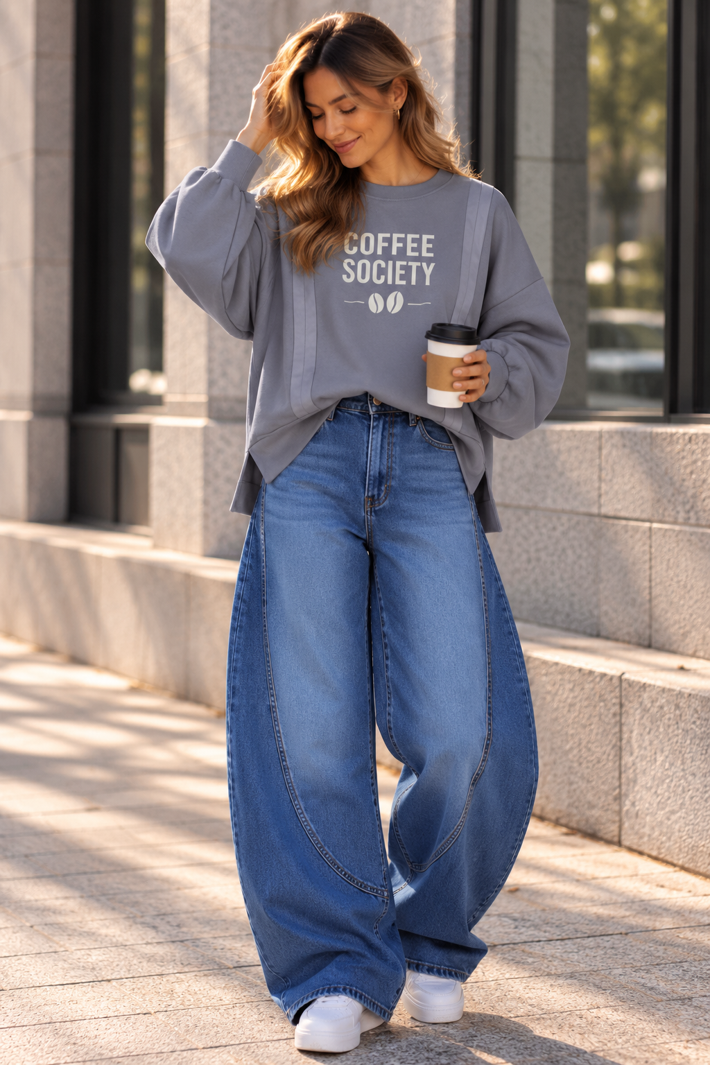 Sweatshirt aus Butterstoff COFFEE SOVIETY SW0177 I Made in Italy 34-42/44
