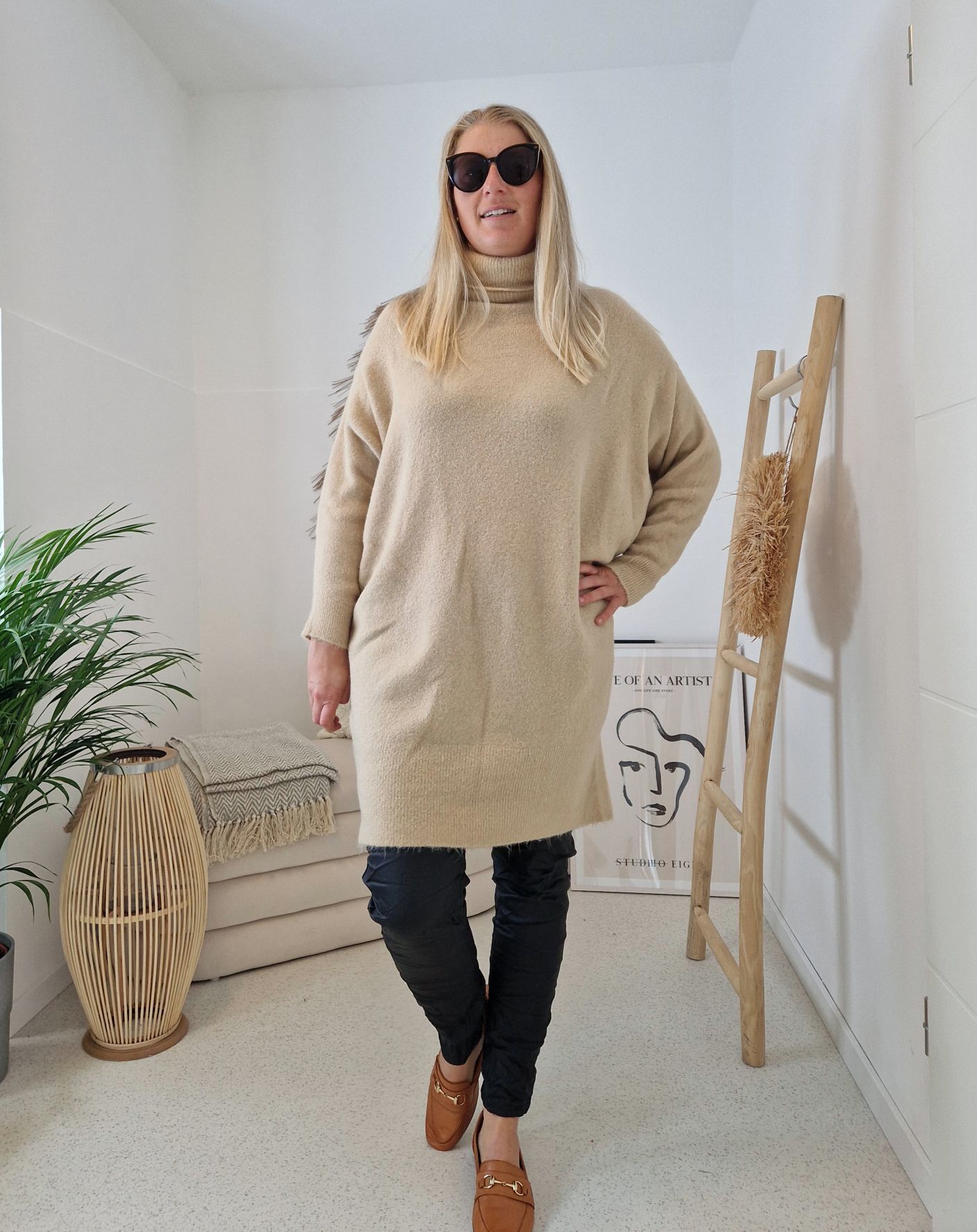 TURTLENECK KNIT DRESS TIZIANA SAND Rollkragen Strickkleid Kleid Pullover 34-42/44 TURTLENECK KNIT DRESS TIZIANA SAND Rollkragen Strickkleid Kleid Pullover 34-42/44