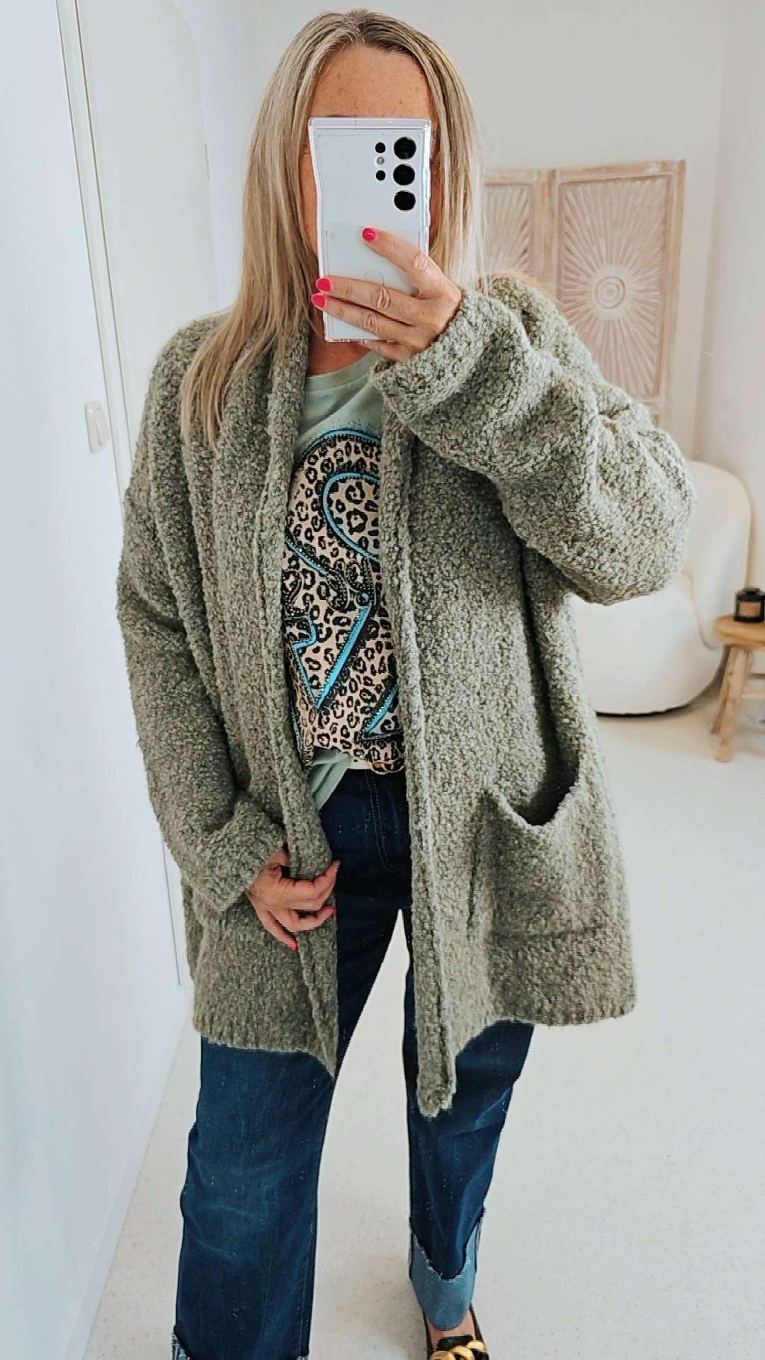 BOUCLE KNIT CARDIGAN MIRIAM SHORT 34-42 Made in Italy kurze Strick Jacke Oversize BOUCLE KNIT CARDIGAN MIRIAM SHORT 34-42 Made in Italy kurze Strick Jacke Oversize