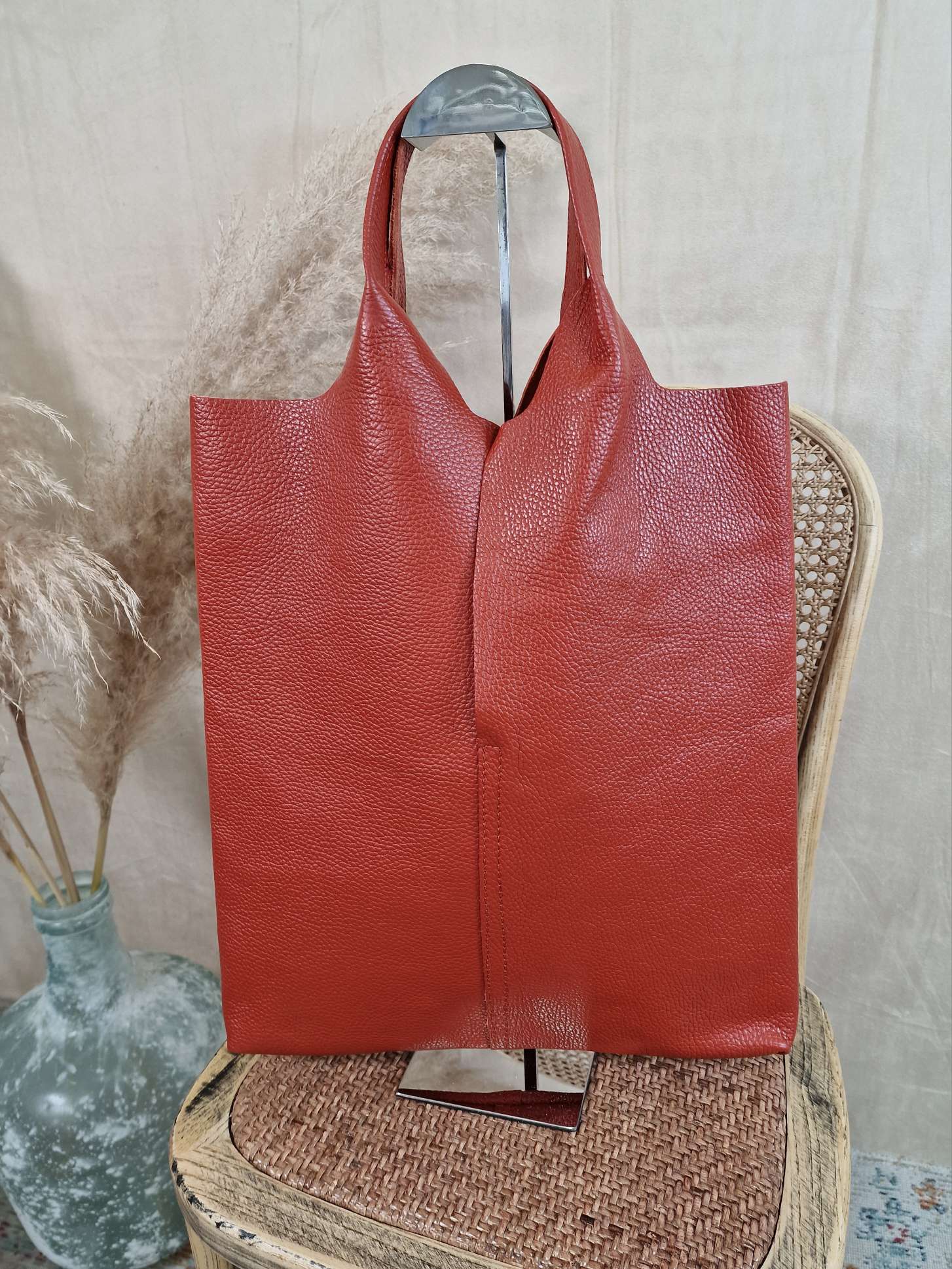 LEDER SHOPPER ADAM ROST ROT Made in Italy Echtleder Tasche Schultertasche versch. Farben