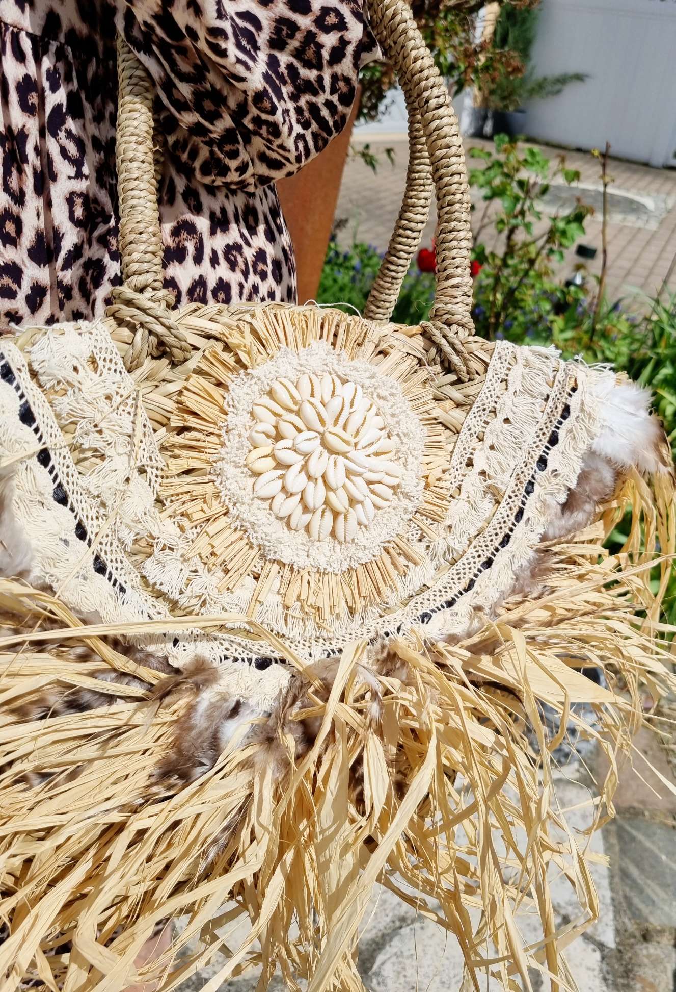 IBIZA BEACH BAG SUMMERLOVE Muscheln Details Strand Tasche Korb Federn Boho Bohemian IBIZA BEACH BAG SUMMERLOVE Muscheln Details Strand Tasche Korb Federn Boho Bohemian