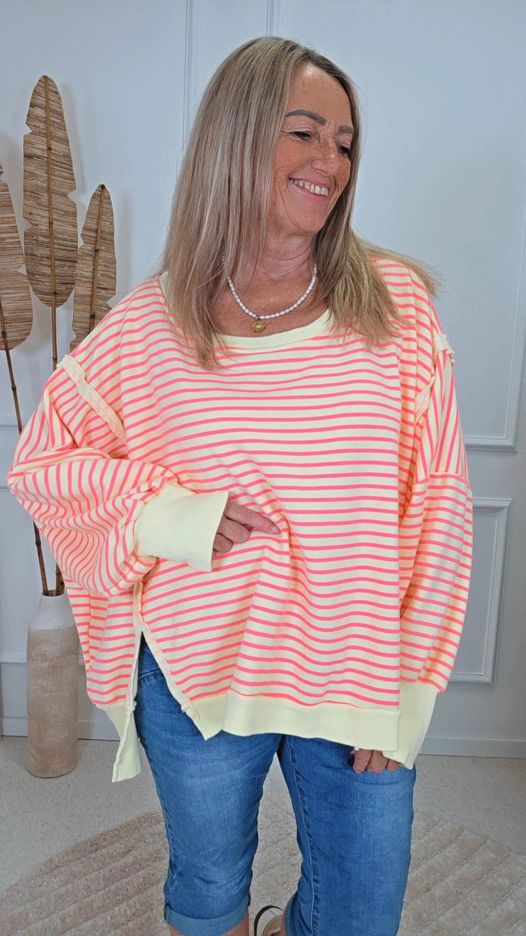 OVERSIZE SWEATER CARLOTA STREIFEN Made in Italy 34-44/46