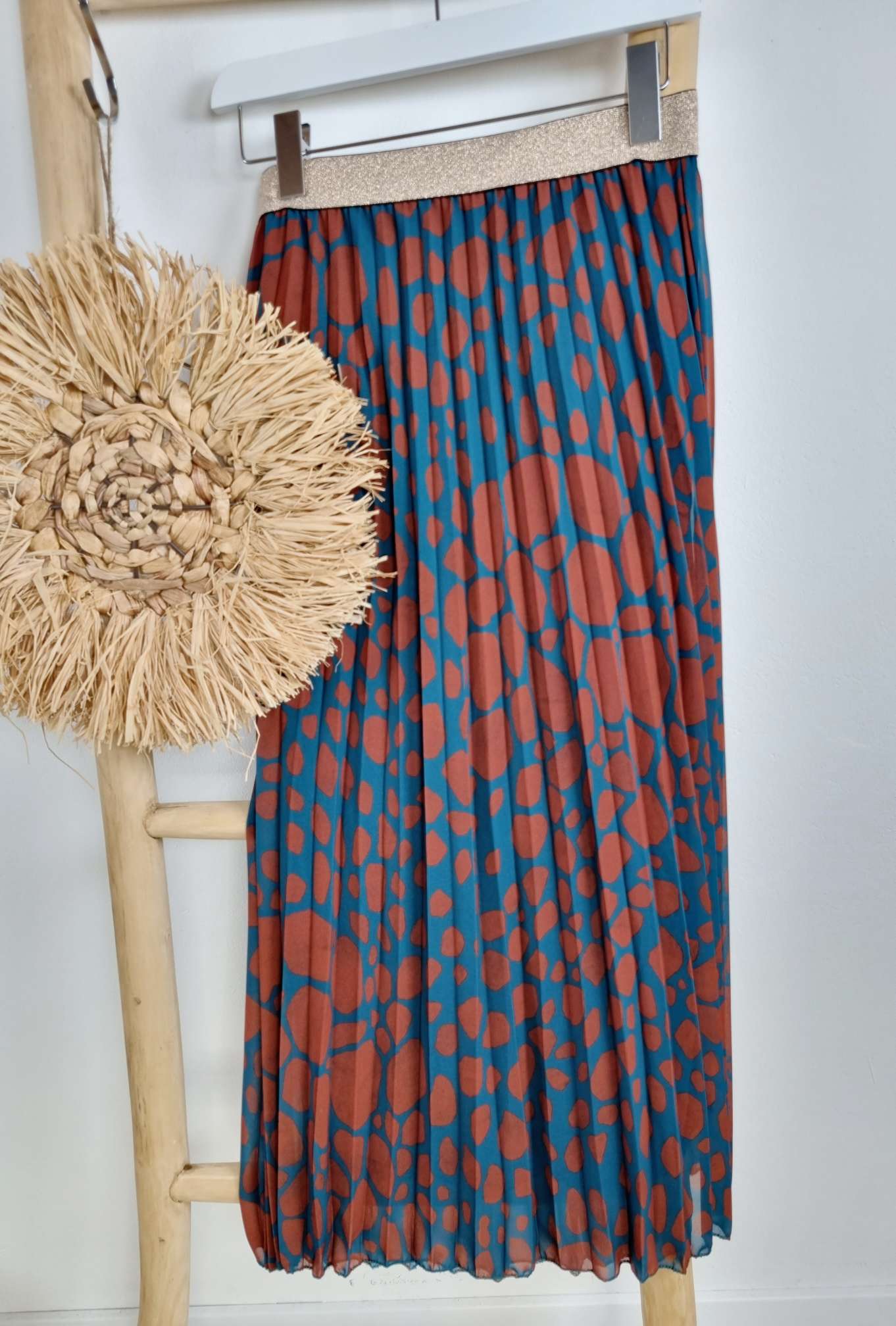PLISSEE SKIRT ELENA DOTS PETROL Midi Rock Made in Italy 34-40