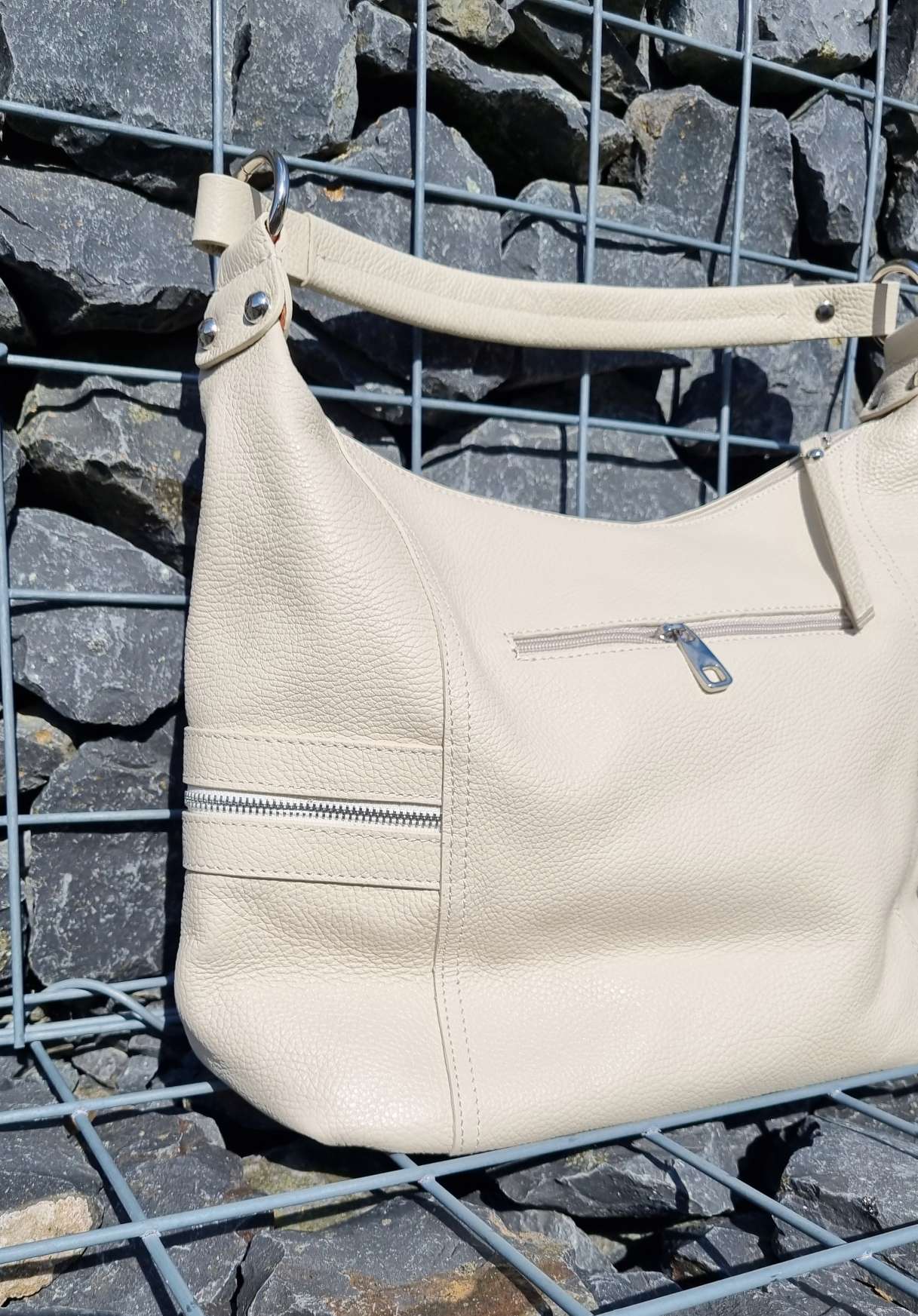 Edler LEDER SHOPPER ORNELA CREME Echt Ledertasche Shoppingbag Made in Italy Edler LEDER SHOPPER ORNELA CREME Echt Ledertasche Shoppingbag Made in Italy