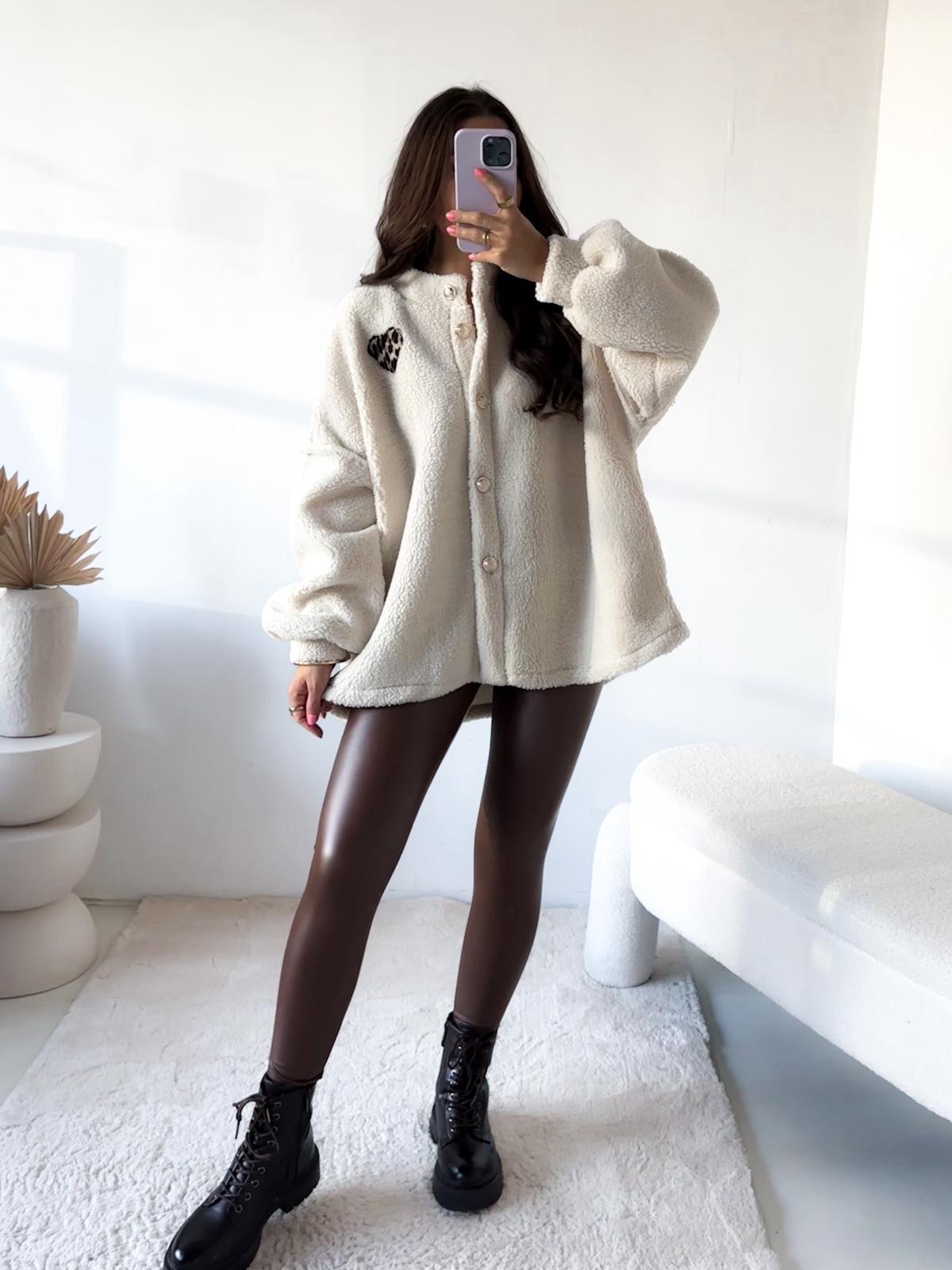 OVERSIZE TEDDY JACKE JANNIKA LEO HEART Made in Italy 36-44/46