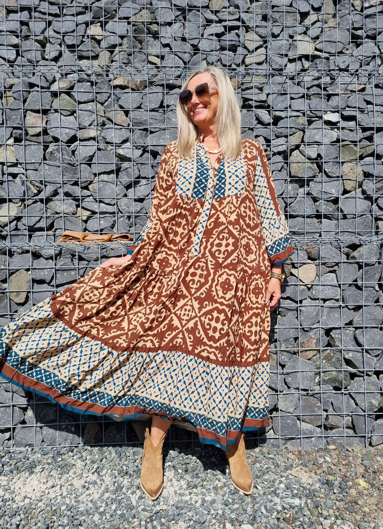 MAXI TUNIKA DRESS IRINA BRAUN 34-42 Made in Italy langes Kleid Hängerchen Tunikakleid MAXI TUNIKA DRESS IRINA BRAUN 34-42 Made in Italy langes Kleid Hängerchen Tunikakleid