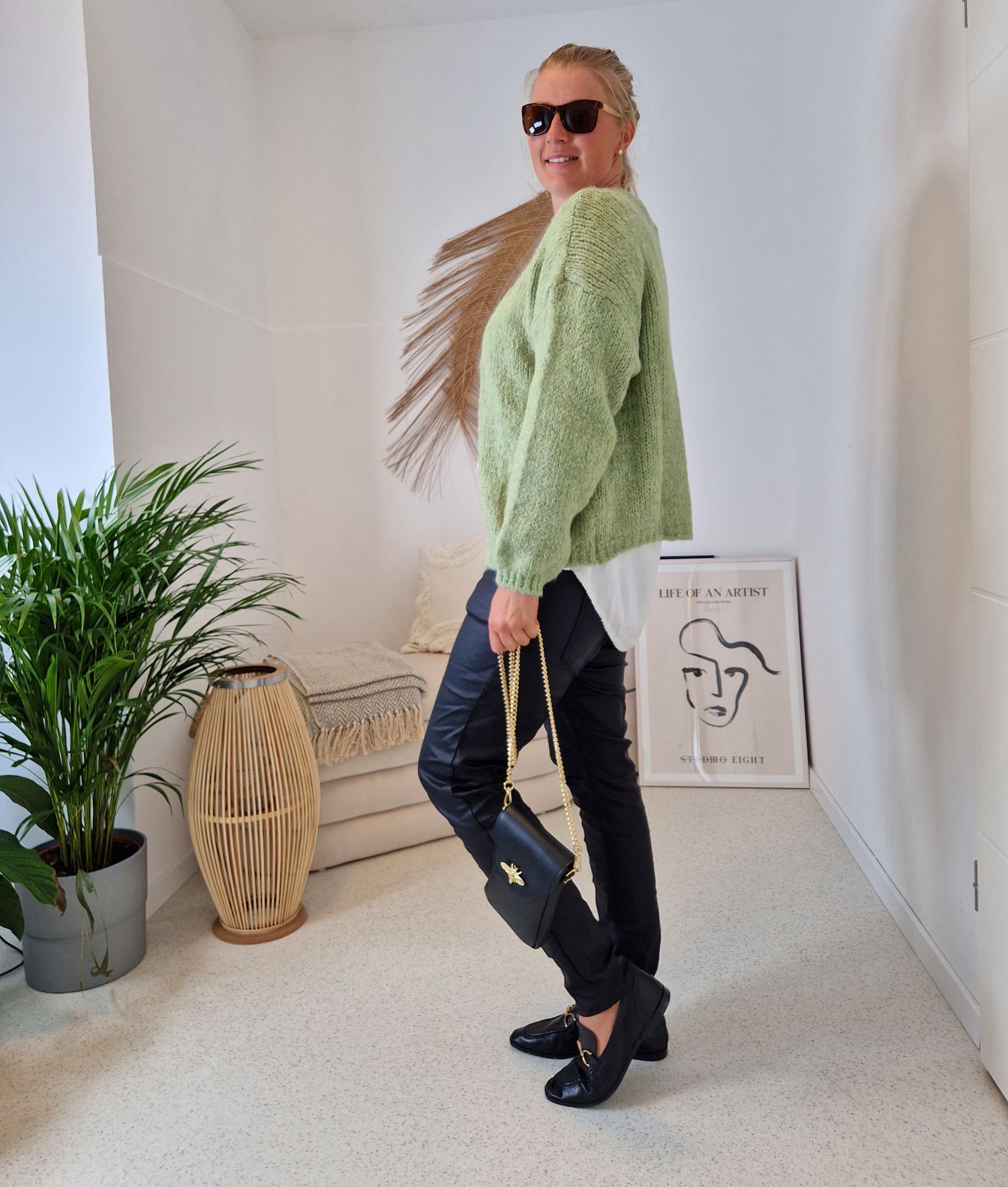 KNIT CARDIGAN MILLY GRÜN 34-42 Made in Italy kurze Strickjacke KNIT CARDIGAN MILLY GRÜN 34-42 Made in Italy kurze Strickjacke