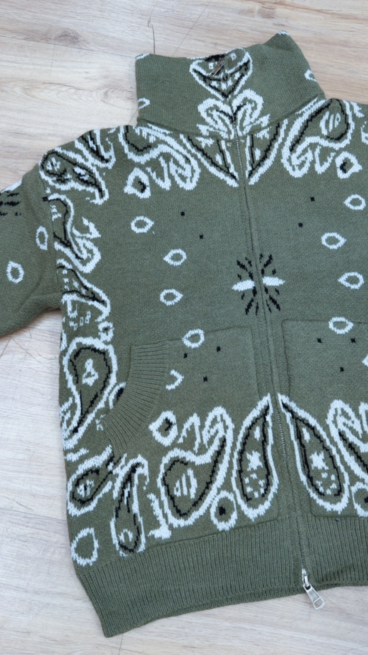 Zipper-Strickjacke mit Paisley-Muster SJ0165 I Made in Italy 34-40/42