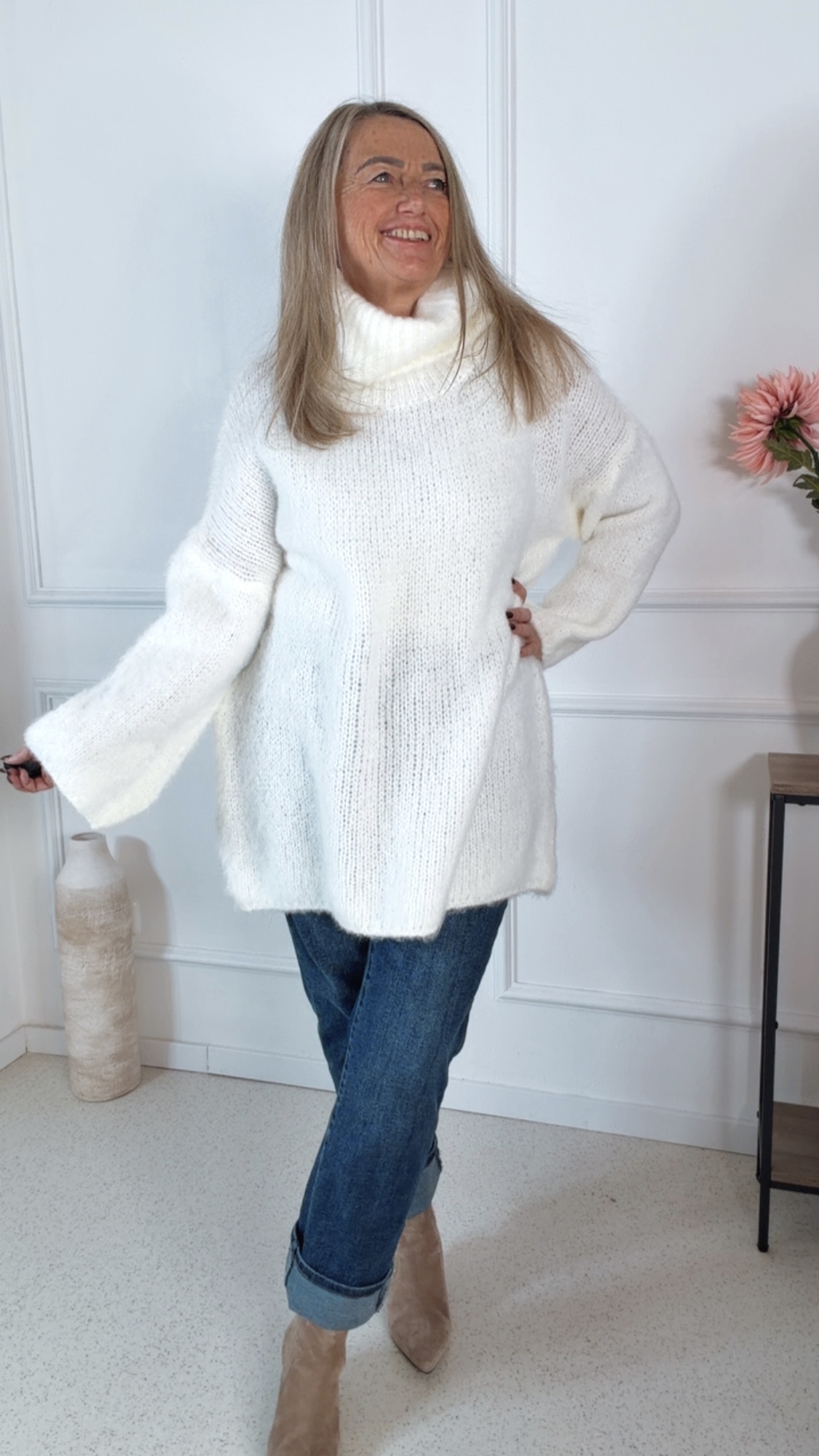 COZY STRICKKLEID/ ROLLKRAGEN KATJA 34-44 Made in Italy