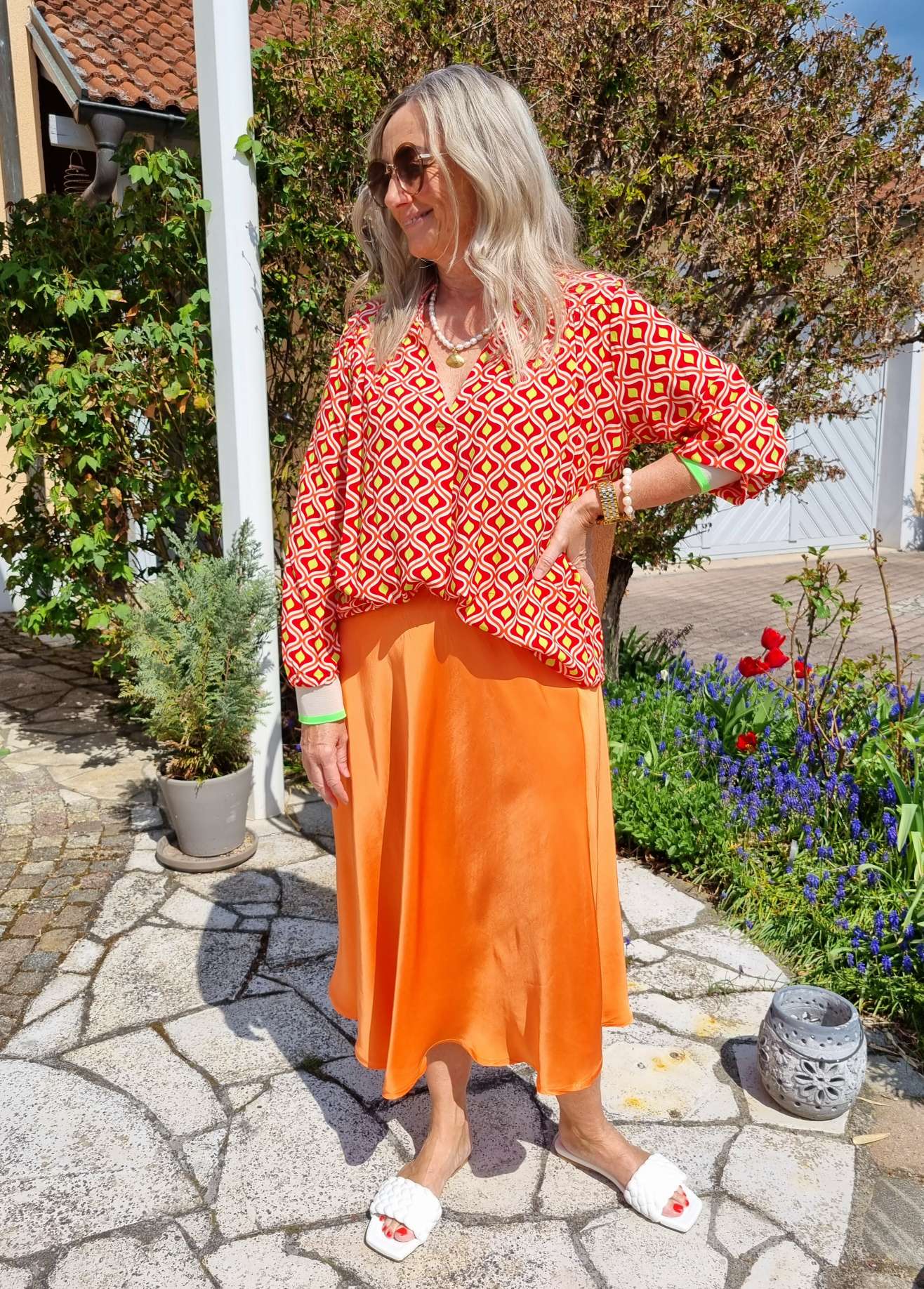 EDLER SATIN SKIRT SABRINA ORANGE Silk Seiden Mix Rock Made in Italy 34-40/42 EDLER SATIN SKIRT SABRINA ORANGE Silk Seiden Mix Rock Made in Italy 34-40/42