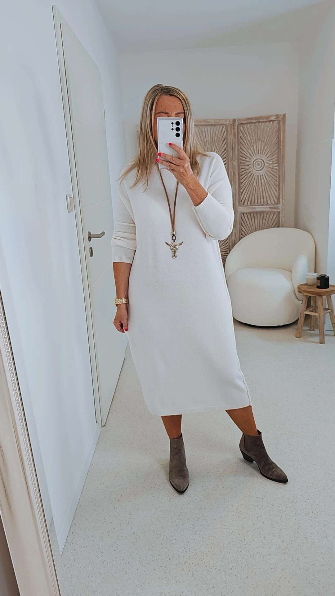 LONG KNIT DRESS RITA 34-42 Made in Italy Strick Kleid Long Pullover