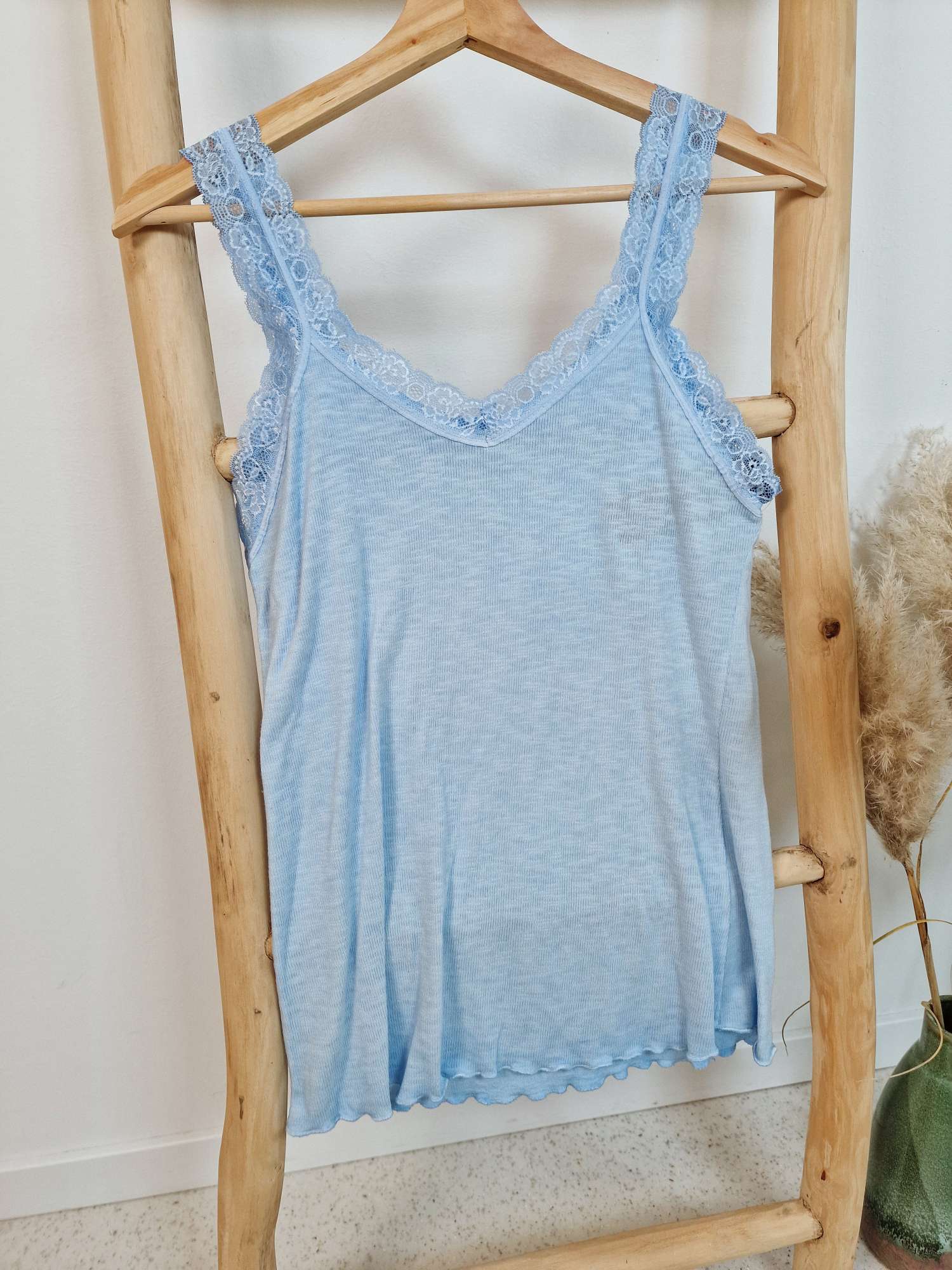 BASIC TOP LUISA BLAU 34-40 Made in Italy Shirt Oberteil 