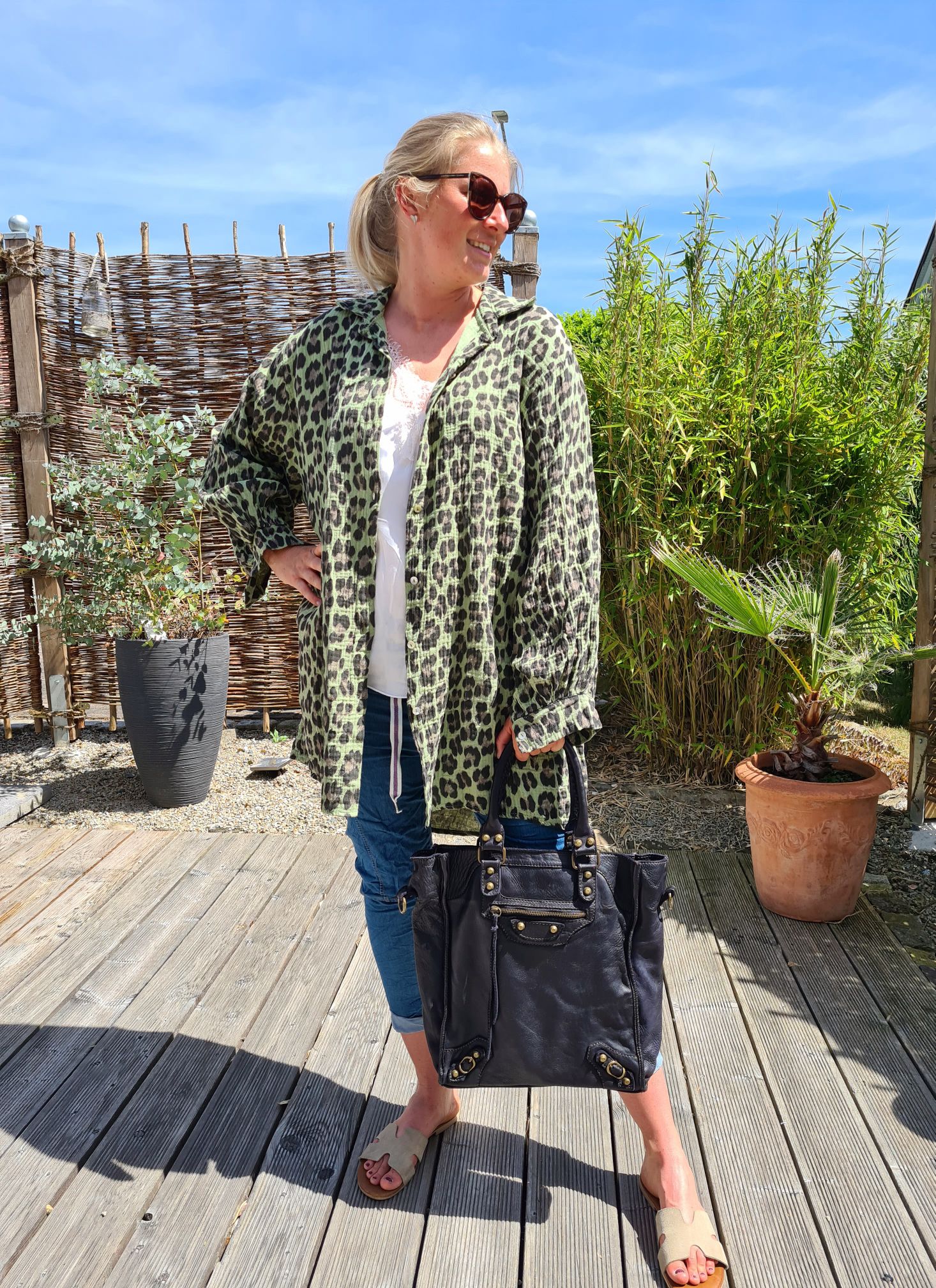 MUSSELIN OVERSIZE BLUSE SKYROS LEO KHAKI 34-42 Made in Italy Longbluse Kleid Tunika Shirt Blusenjacke MUSSELIN OVERSIZE BLUSE SKYROS LEO KHAKI 34-42 Made in Italy Longbluse Kleid Tunika Shirt Blusenjacke