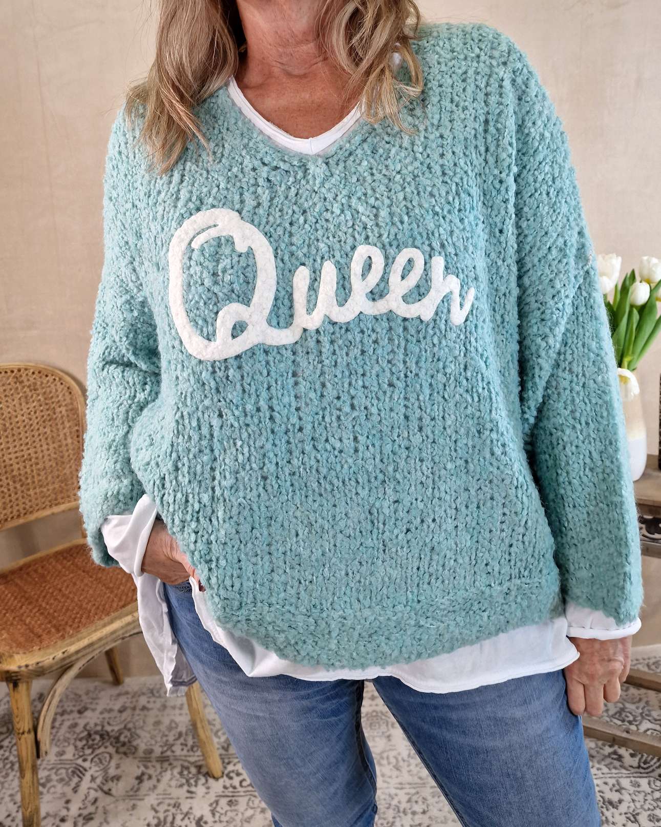 KNIT SWEATER QUEEN MINT 34-42 Made in Italy Strickpullover Pullover KNIT SWEATER QUEEN MINT 34-42 Made in Italy Strickpullover Pullover