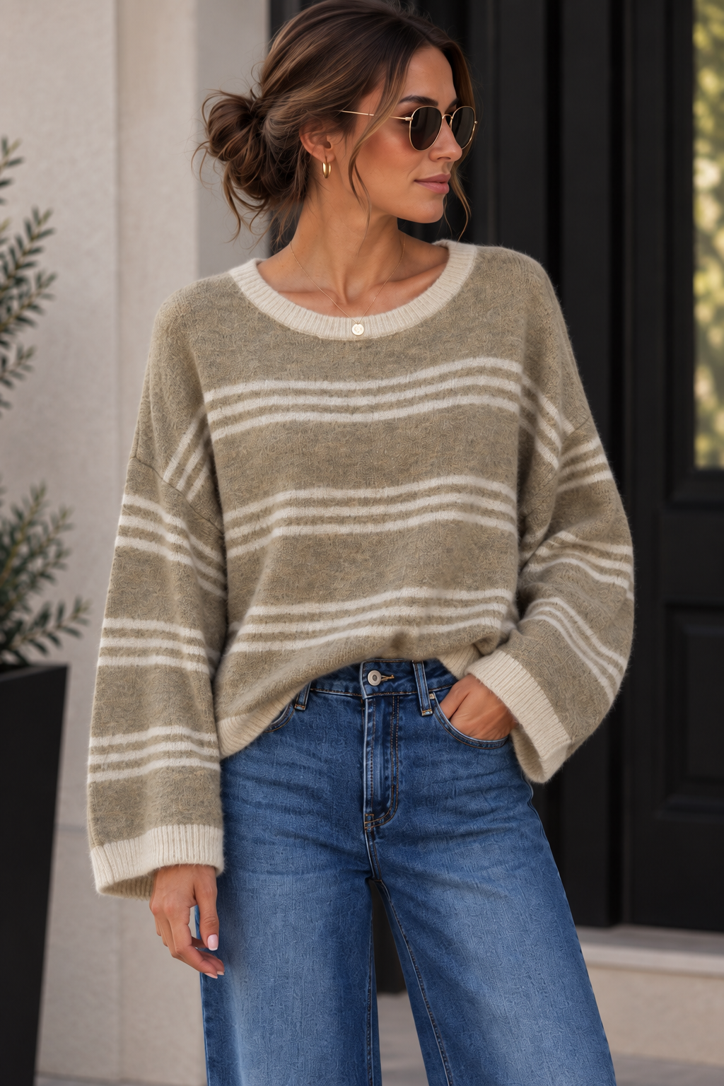 Pullover Kuschelig mit Streifen I SP0075 I Made in Italy 34-42/44