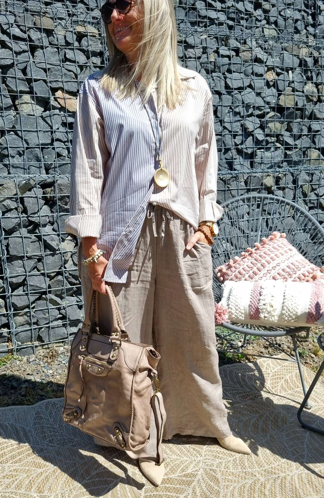 LINEN MARLENE PANT BRIGITTE TAUPE Pocket 34-42 Made in Italy weite Leinen Hose mit Taschen LINEN MARLENE PANT BRIGITTE TAUPE Pocket 34-42 Made in Italy weite Leinen Hose mit Taschen
