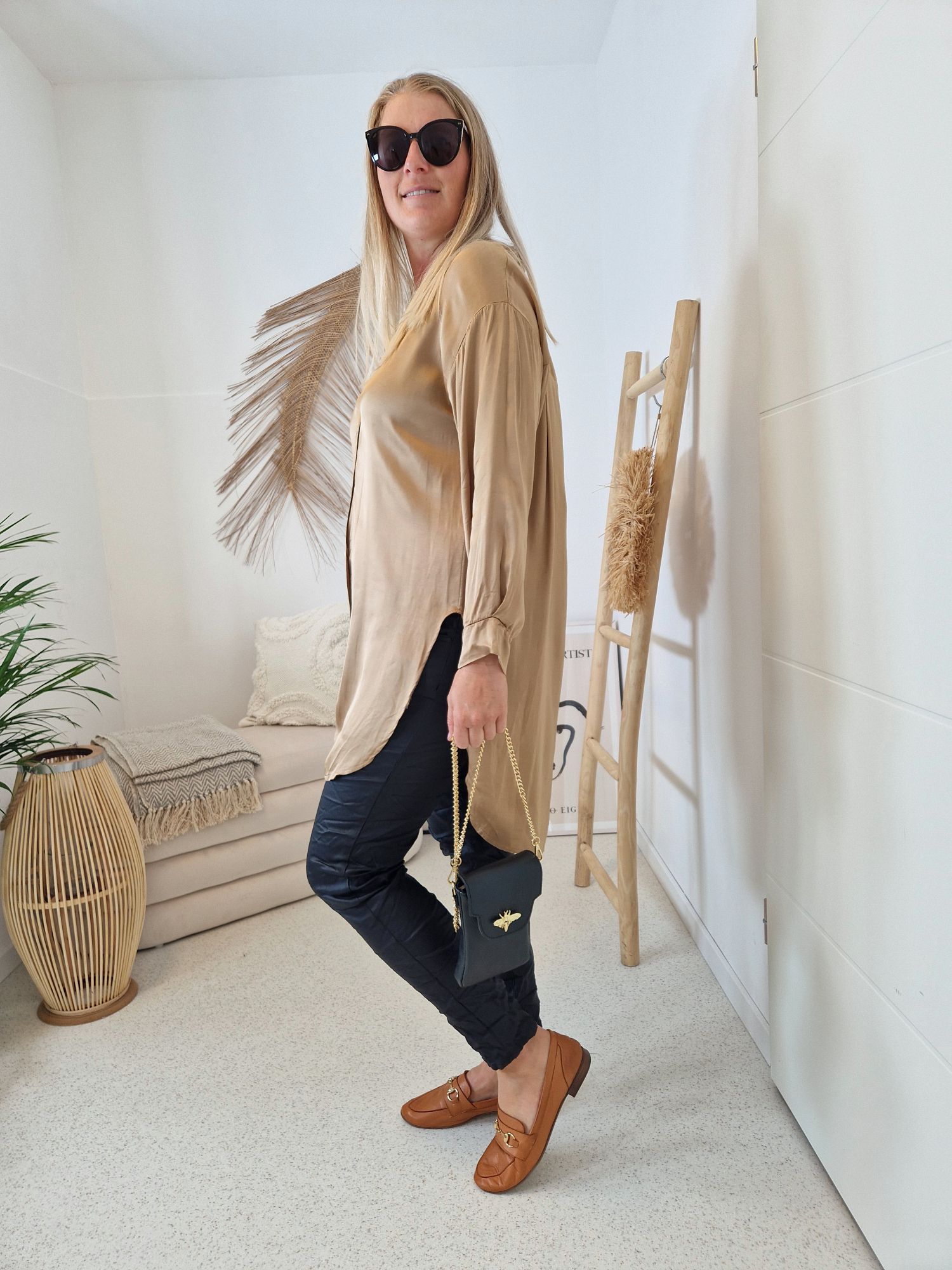 OVERSIZE BLUSE BIANCA CAMEL 34-42 Made in Italy Longbluse Hemd OVERSIZE BLUSE BIANCA CAMEL 34-42 Made in Italy Longbluse Hemd