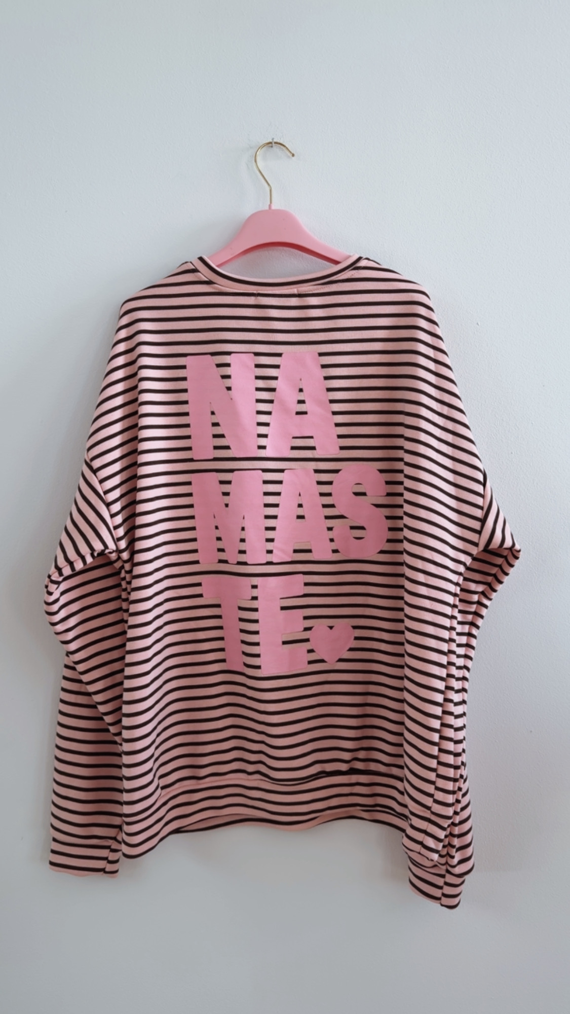 Sweatshirt – Sweater No. SW013 | Streifenlook | Oversize | Made in Italy | passend bis Gr. 42/44