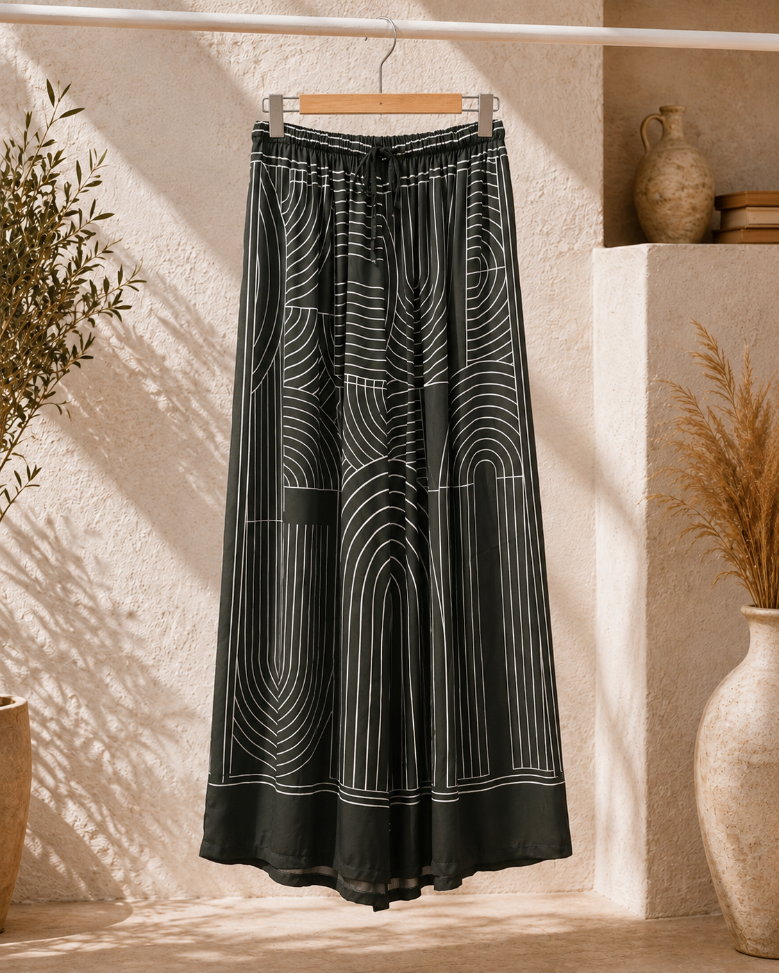 Hose Zaira Seidenoptik mit Ornament-Print Made in Italy 34-44