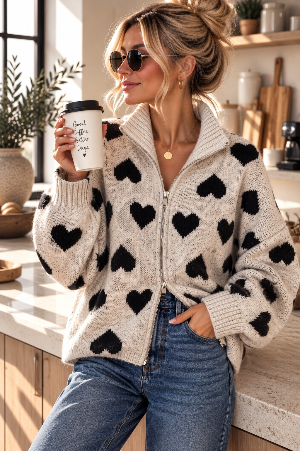 Strickjacke „Herz / Heart“ – ST0081 | Made in Italy 34-44 Strickjacke