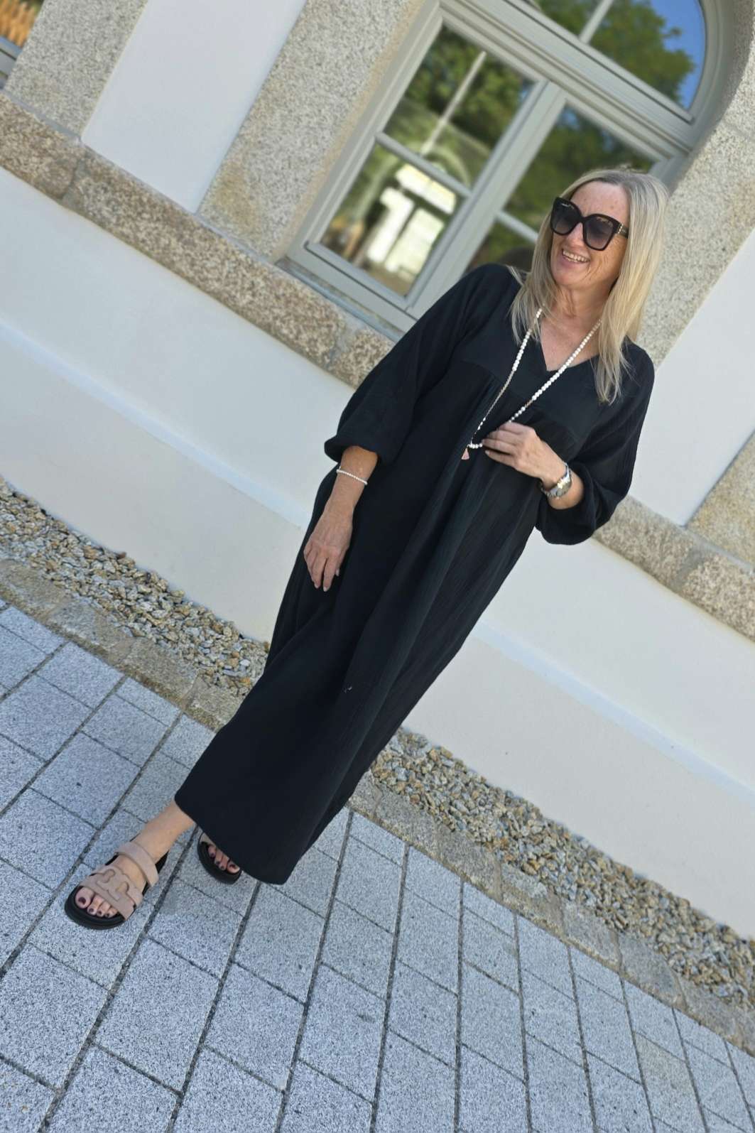 MUSSELIN MAXI DRESS PAROS NEW Made in Italy 34-46/48  Oversize Kleid
