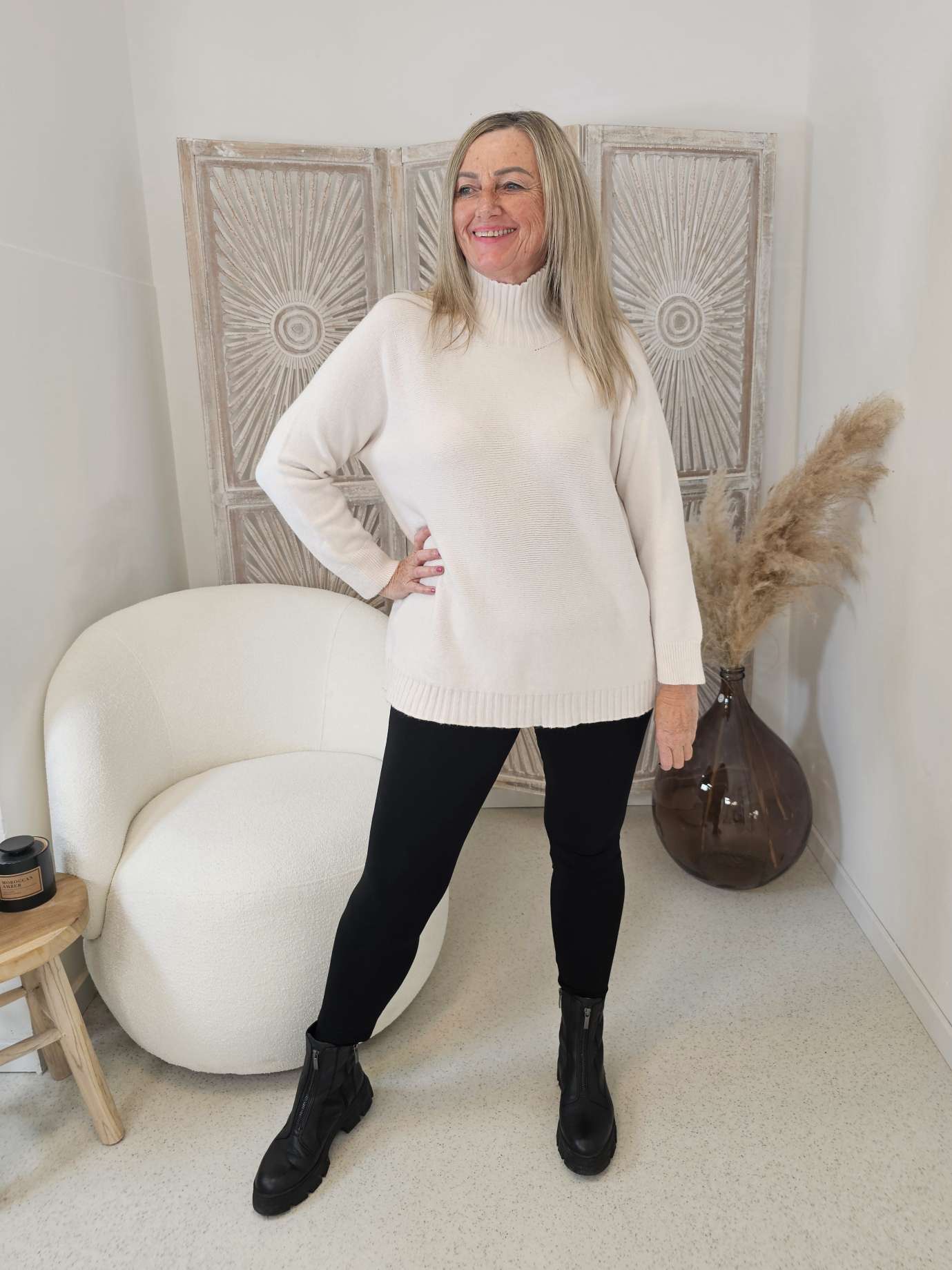 LIGHT KNIT SWEATER ALISON Stehkragen Oversize 34- 42 Made in Italy Pullover LIGHT KNIT SWEATER ALISON Stehkragen Oversize 34- 42 Made in Italy Pullover
