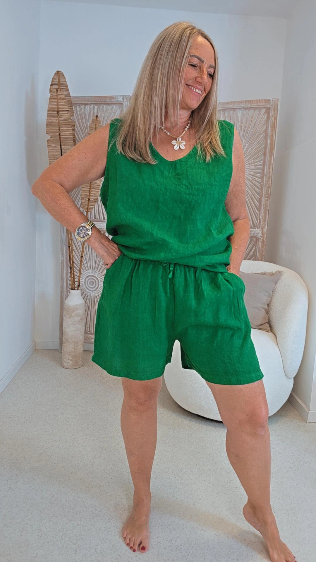 LINEN SHORTS BONITA KURZ Made in Italy 34-42 Leinenshort