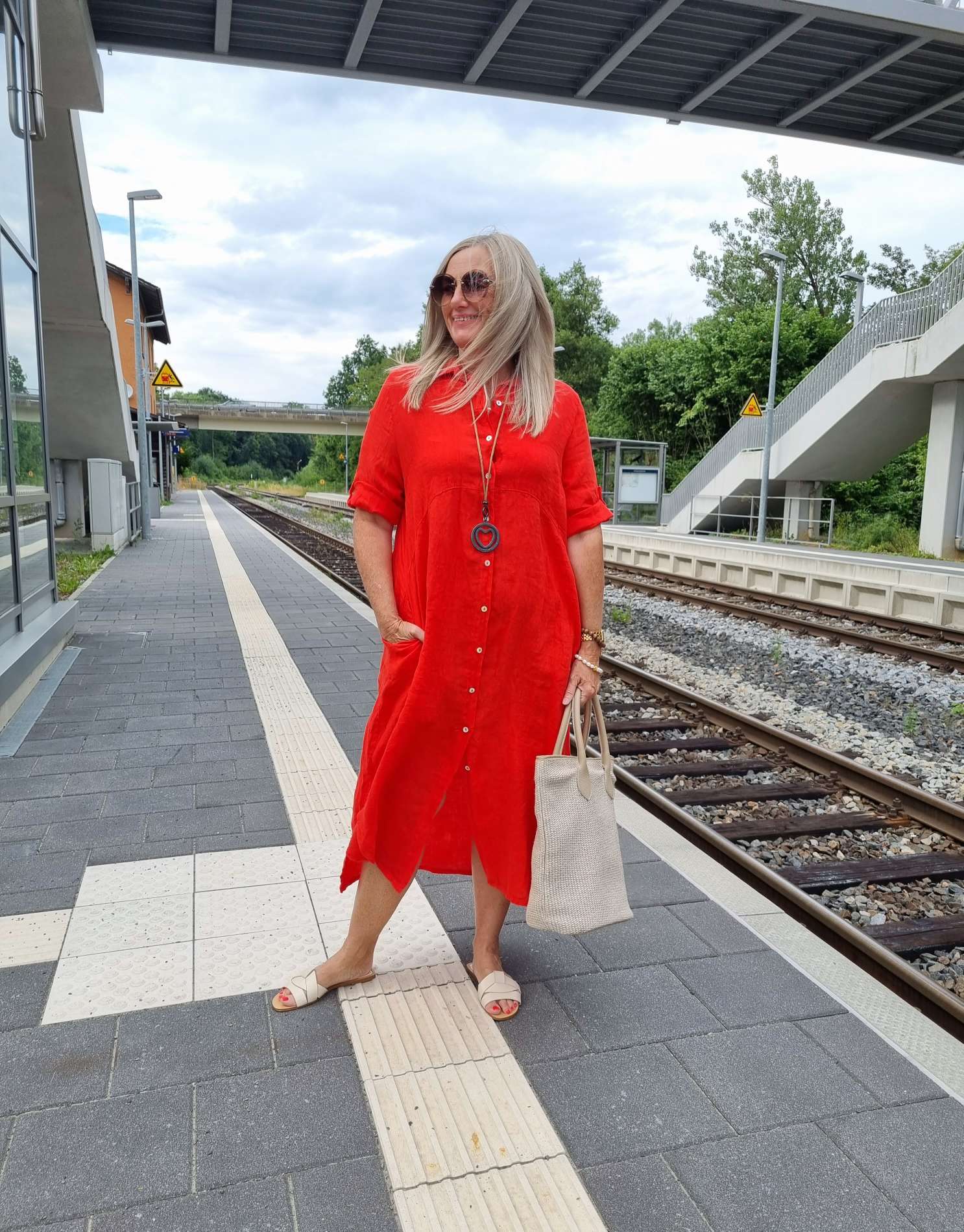 LINEN DESS WILMA KORALLE 34-42 Made in Italy Leinen Kleid Long Bluse Mantel LINEN DESS WILMA KORALLE 34-42 Made in Italy Leinen Kleid Long Bluse Mantel
