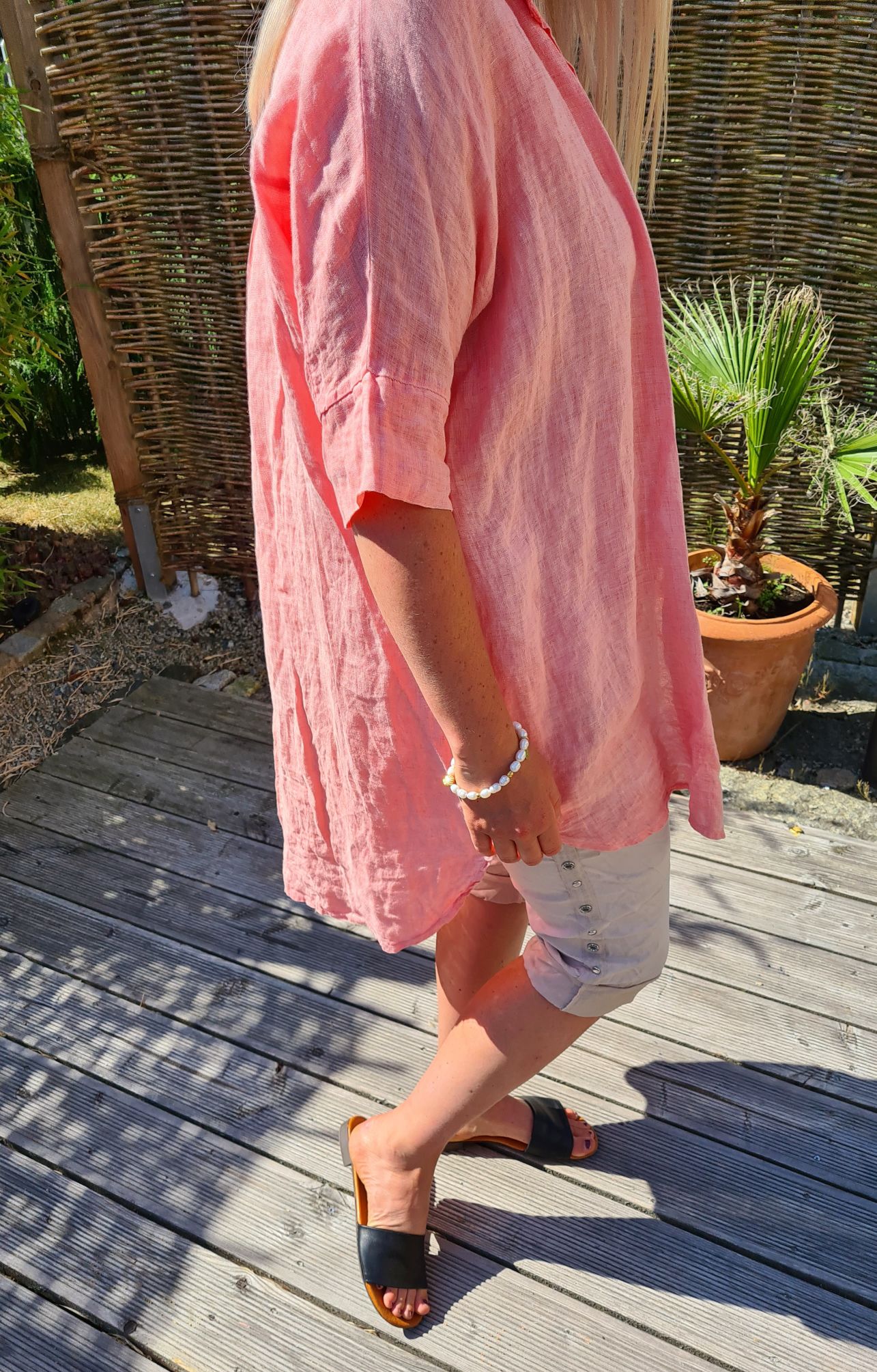 LINEN TUNIKA AREZZO LONG KORALLE Leinen Bluse Kleid Made in Italy 34-42 Longbluse LINEN TUNIKA AREZZO LONG KORALLE Leinen Bluse Kleid Made in Italy 34-42 Longbluse