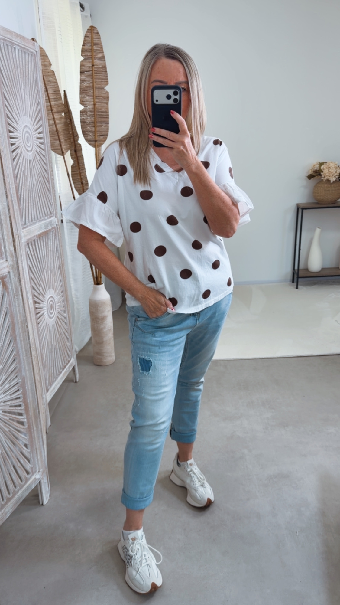 Polka Dots-Shirt „Bellagio“ – Made in Italy 🌸 Größe 34 bis 40/42