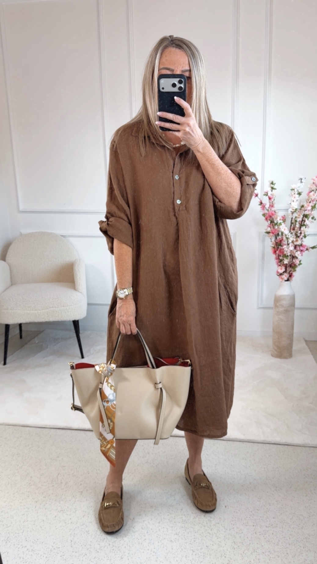 LINEN TUNIKA DRESS GEORGIA Made in Italy 34-42/44 Leinen Kleid Linendress